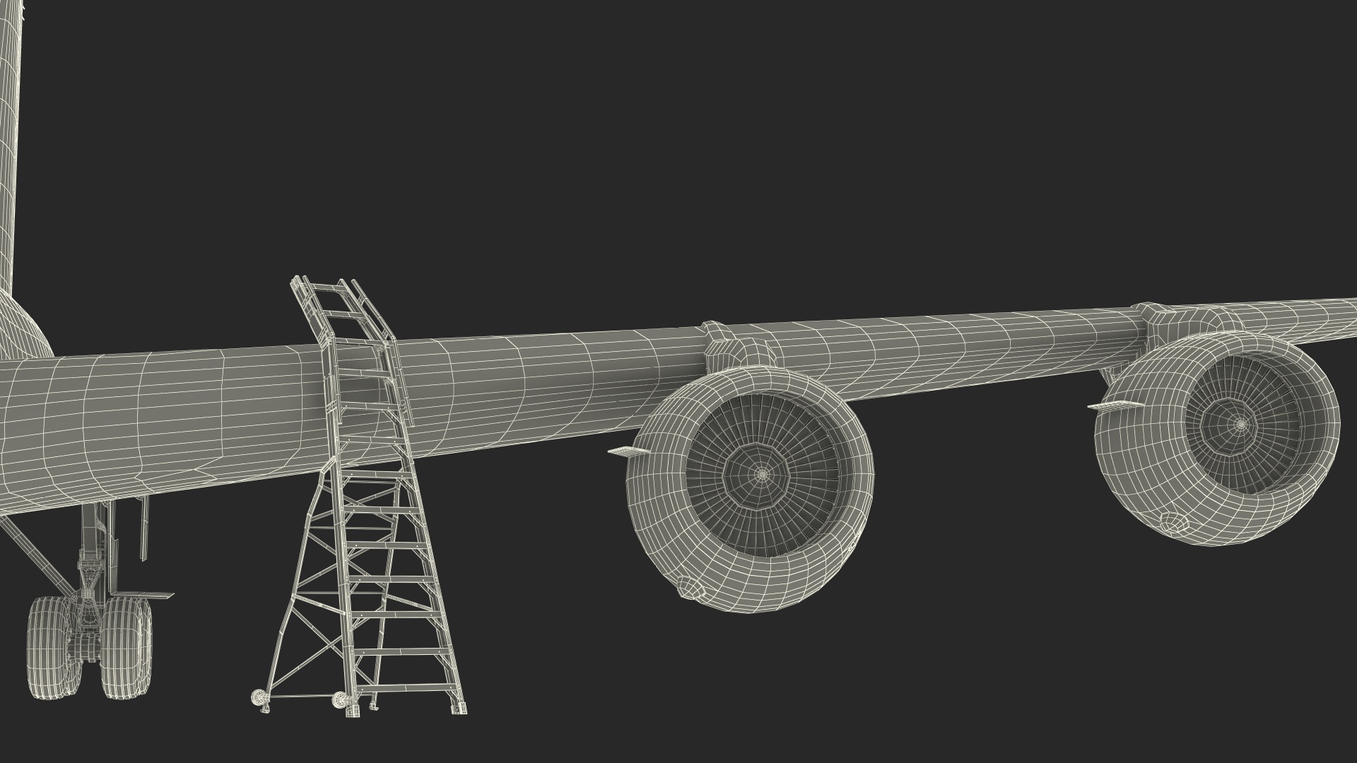 3D model Aircraft Pylon Ladder with Airplane