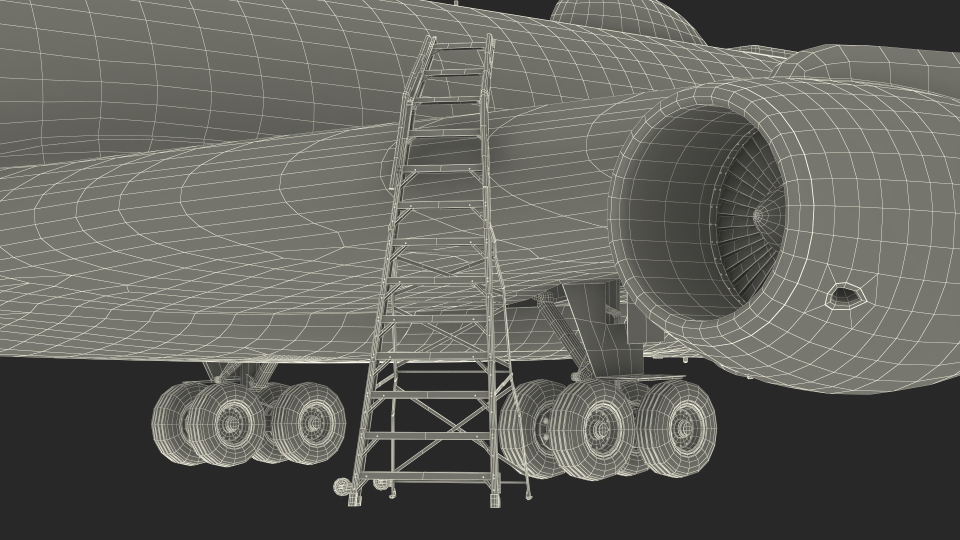 3D model Aircraft Pylon Ladder with Airplane