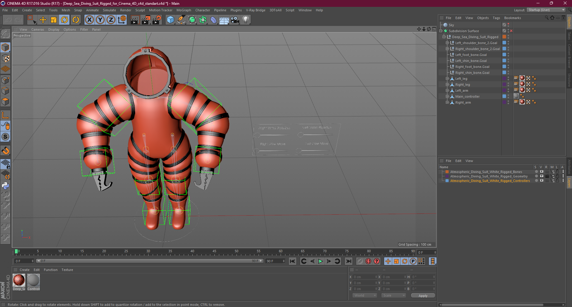 3D Deep Sea Diving Suit Rigged for Cinema 4D