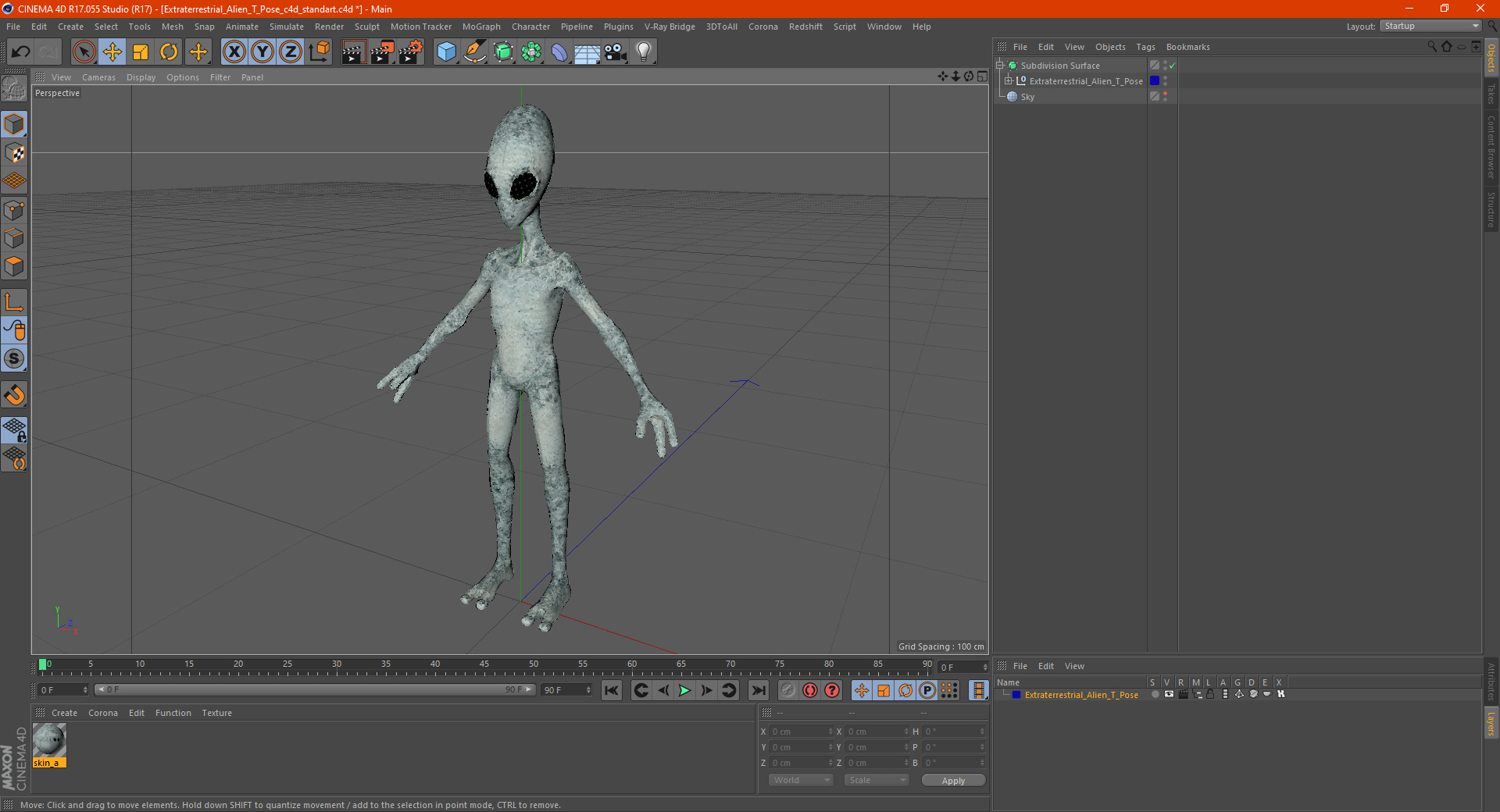 Extraterrestrial Alien T Pose 3D model