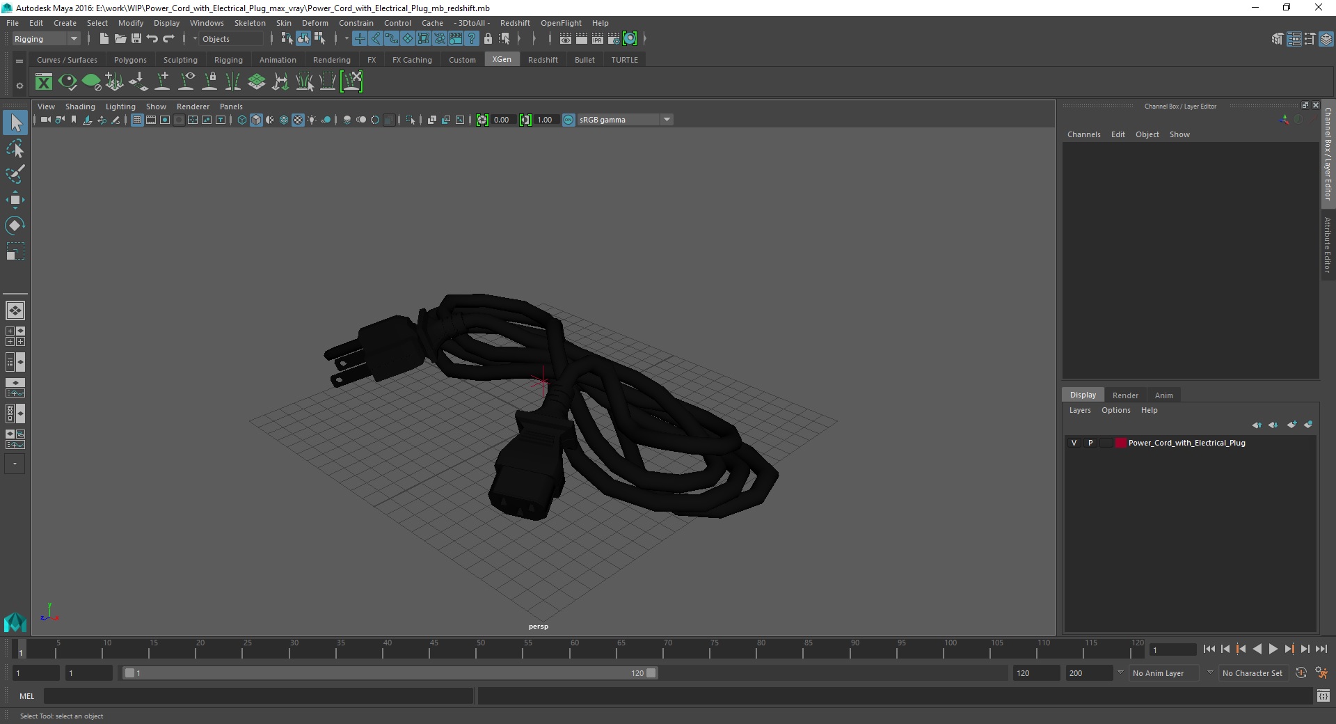 3D Power Cord with Electrical Plug