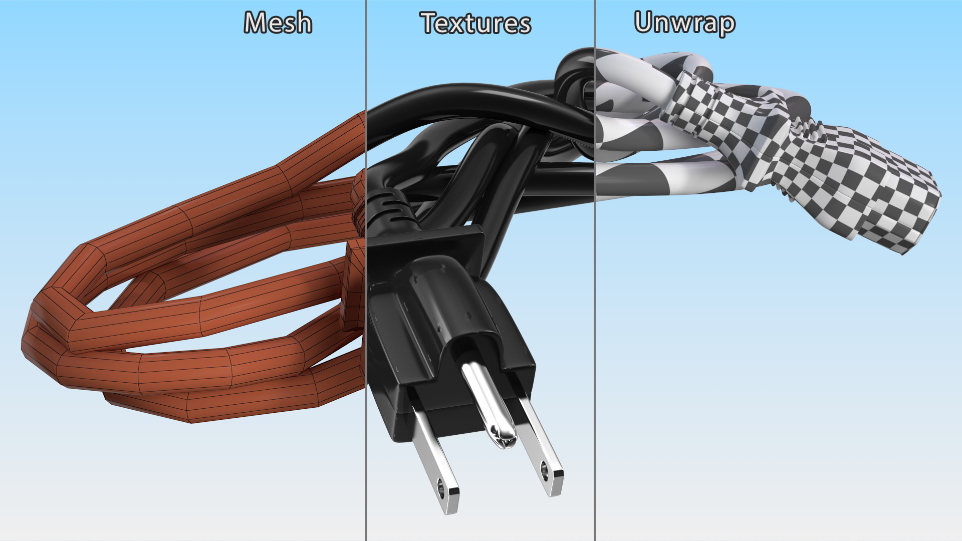 3D Power Cord with Electrical Plug