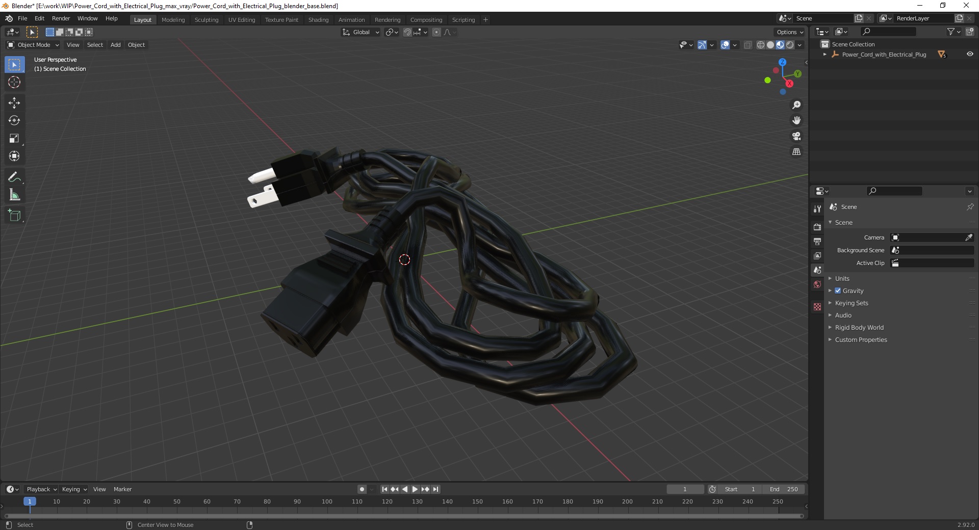 3D Power Cord with Electrical Plug
