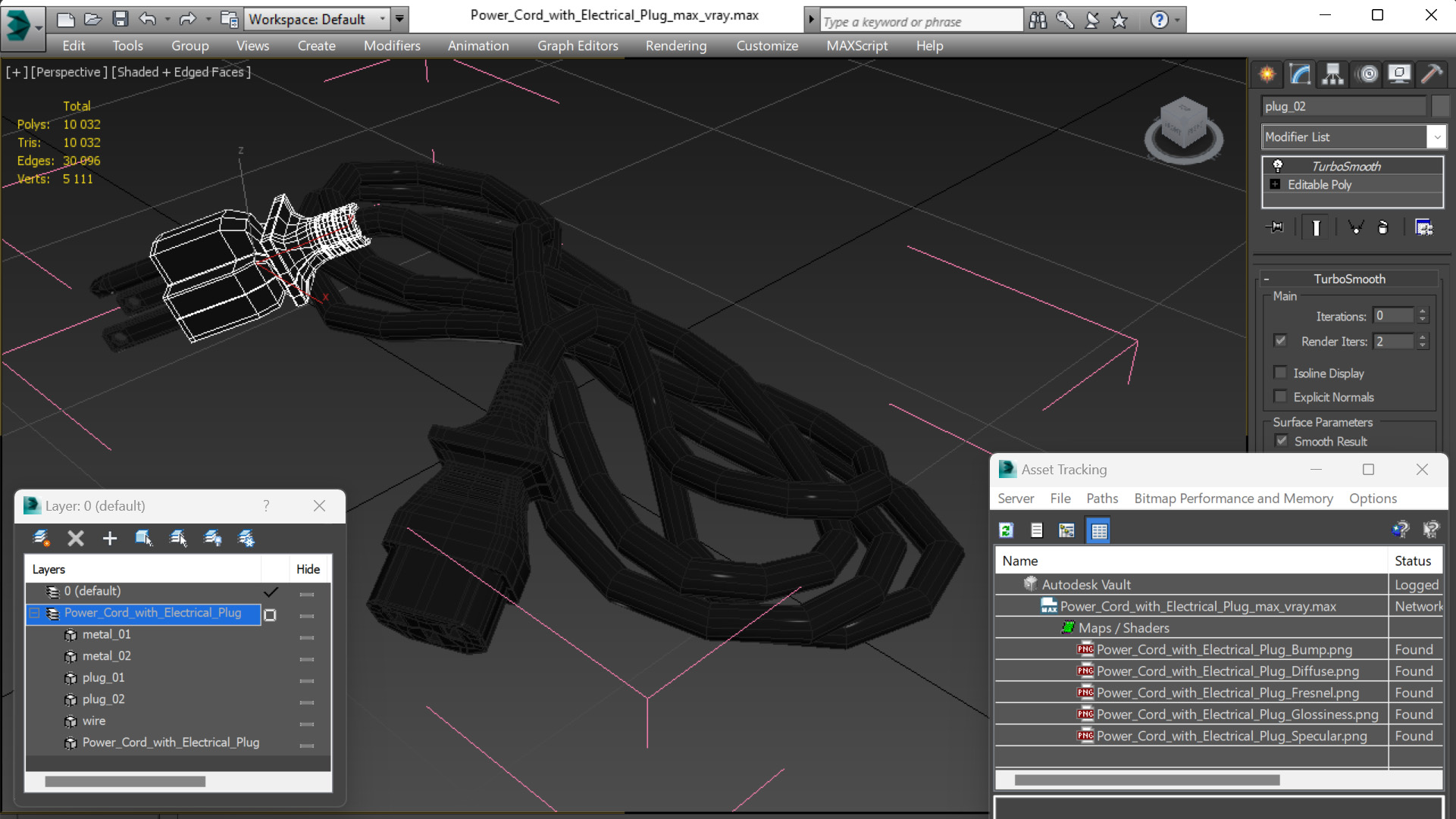3D Power Cord with Electrical Plug