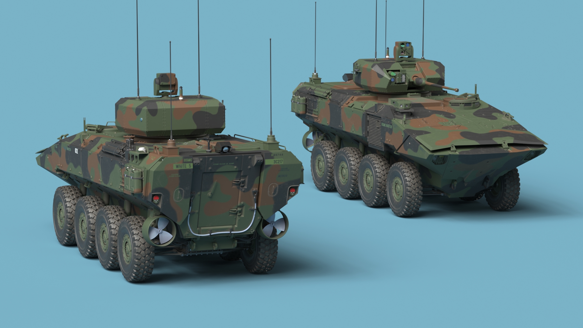 3D US Amphibious Combat Vehicle ACV with 30mm Gun Rigged model