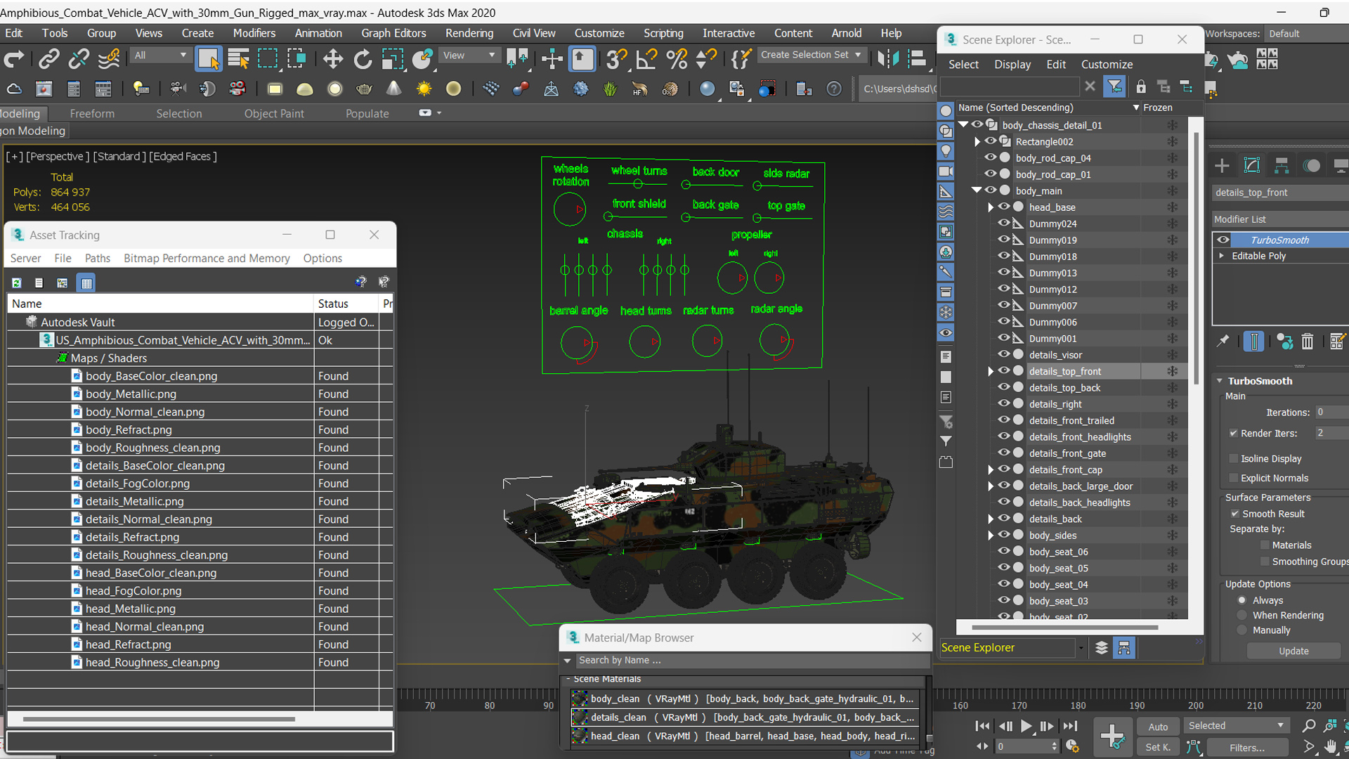 3D US Amphibious Combat Vehicle ACV with 30mm Gun Rigged model
