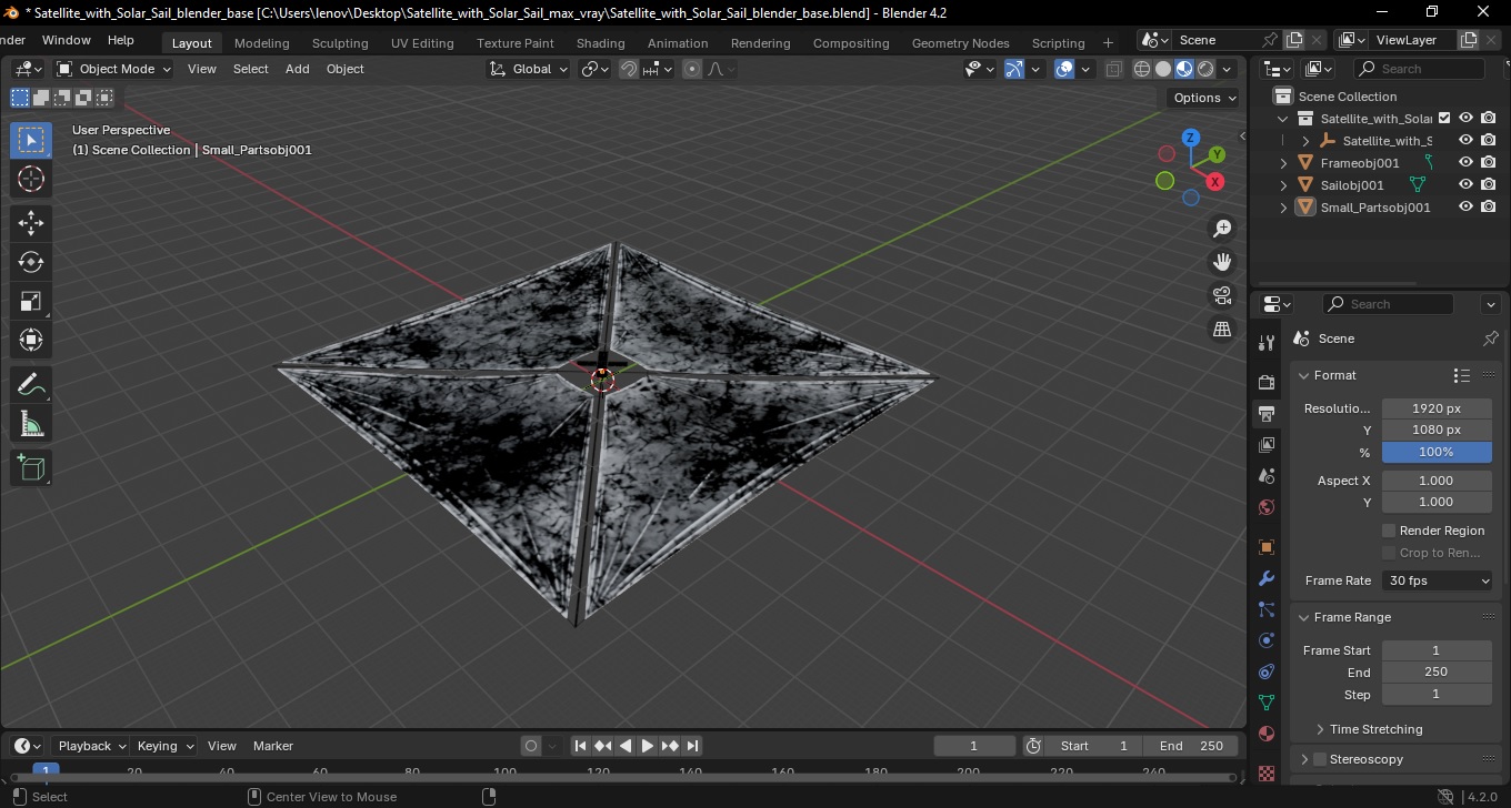 3D model Satellite with Solar Sail