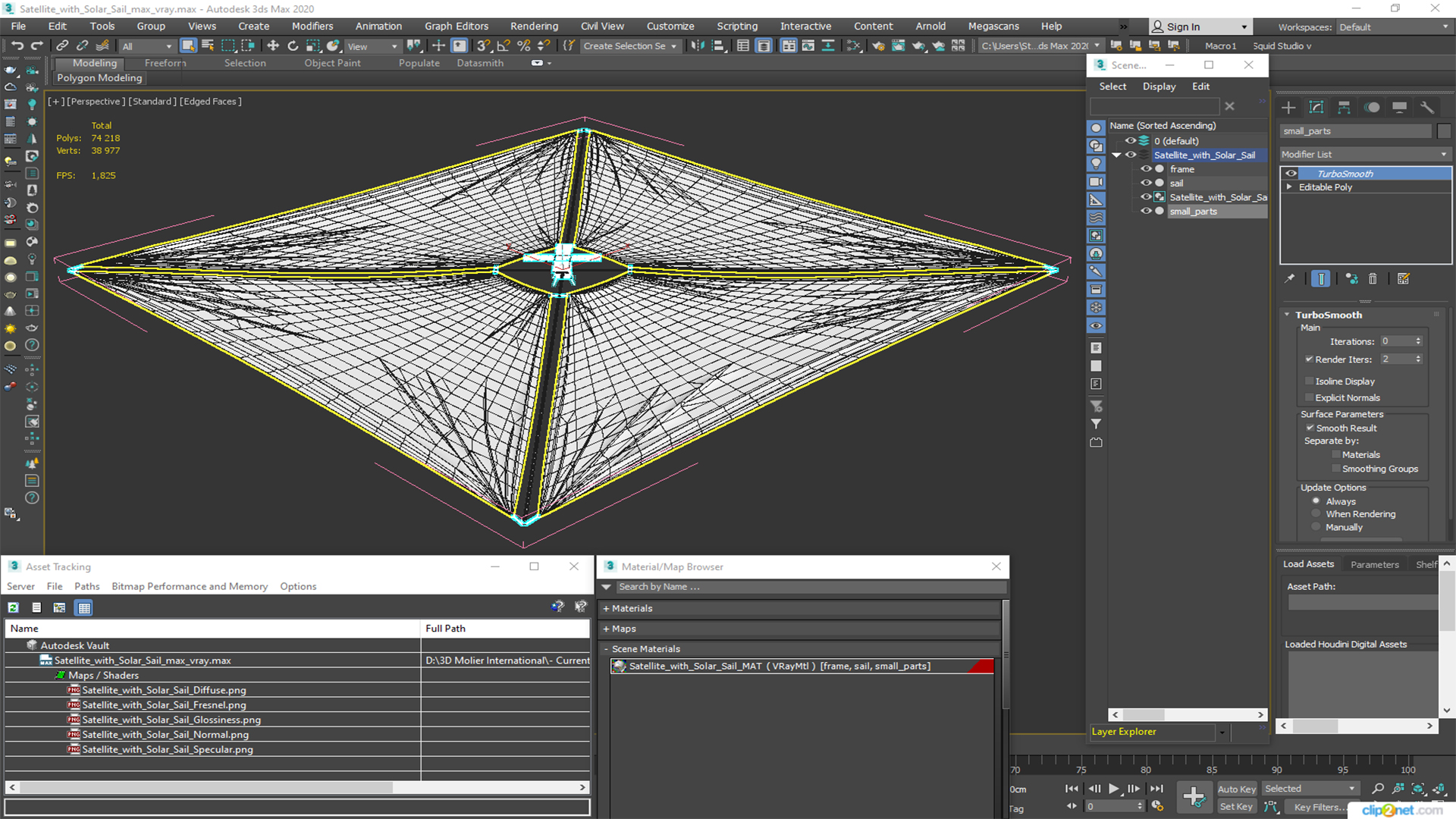 3D model Satellite with Solar Sail