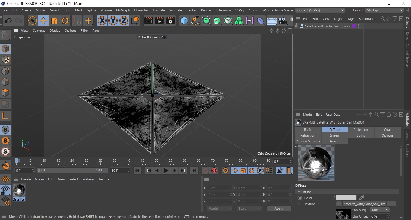 3D model Satellite with Solar Sail