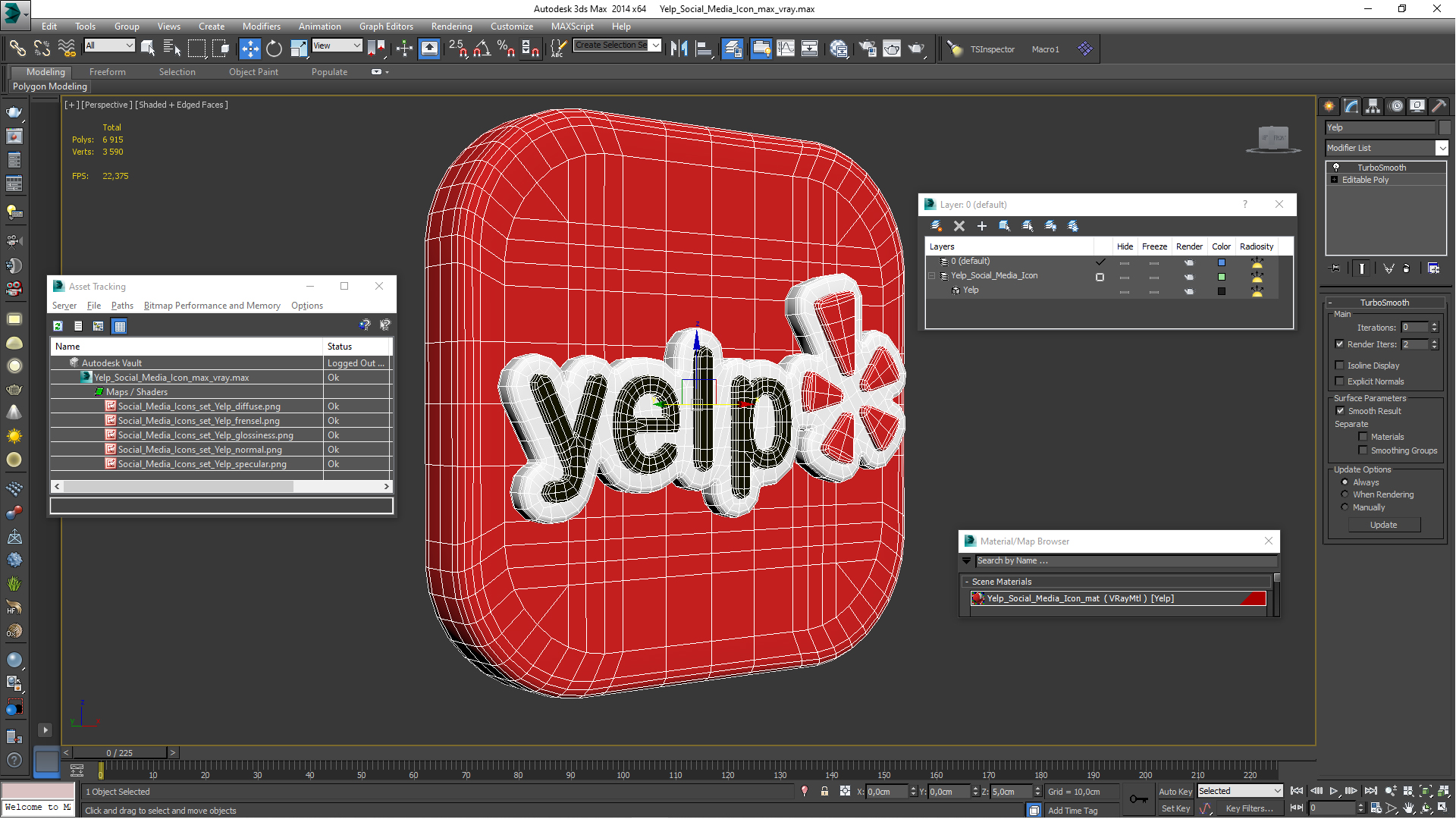 Yelp Social Media Icon 3D