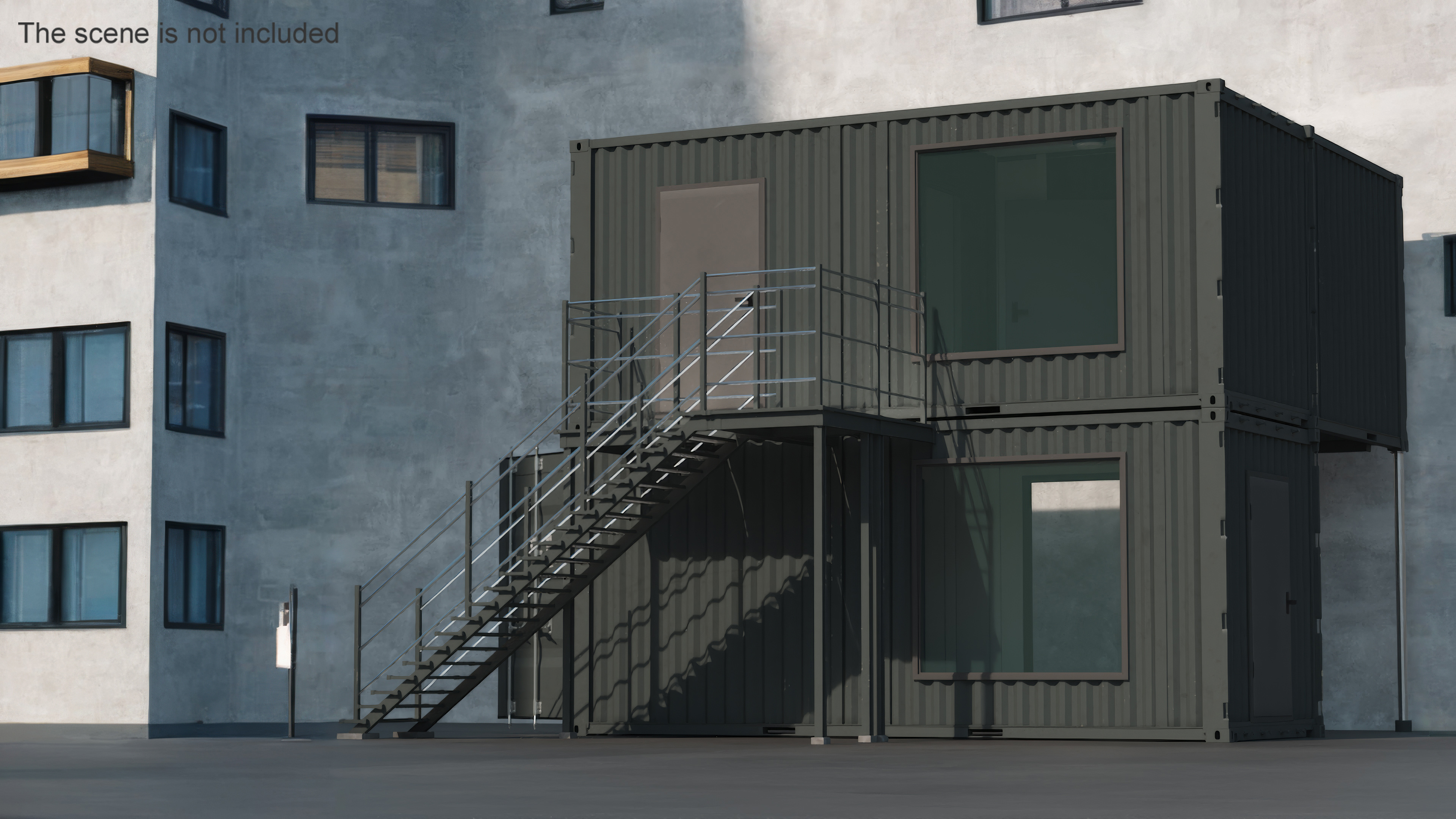 3D Double Storey Black Container Building model