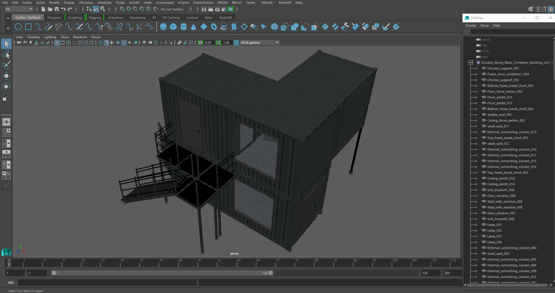 3D Double Storey Black Container Building model
