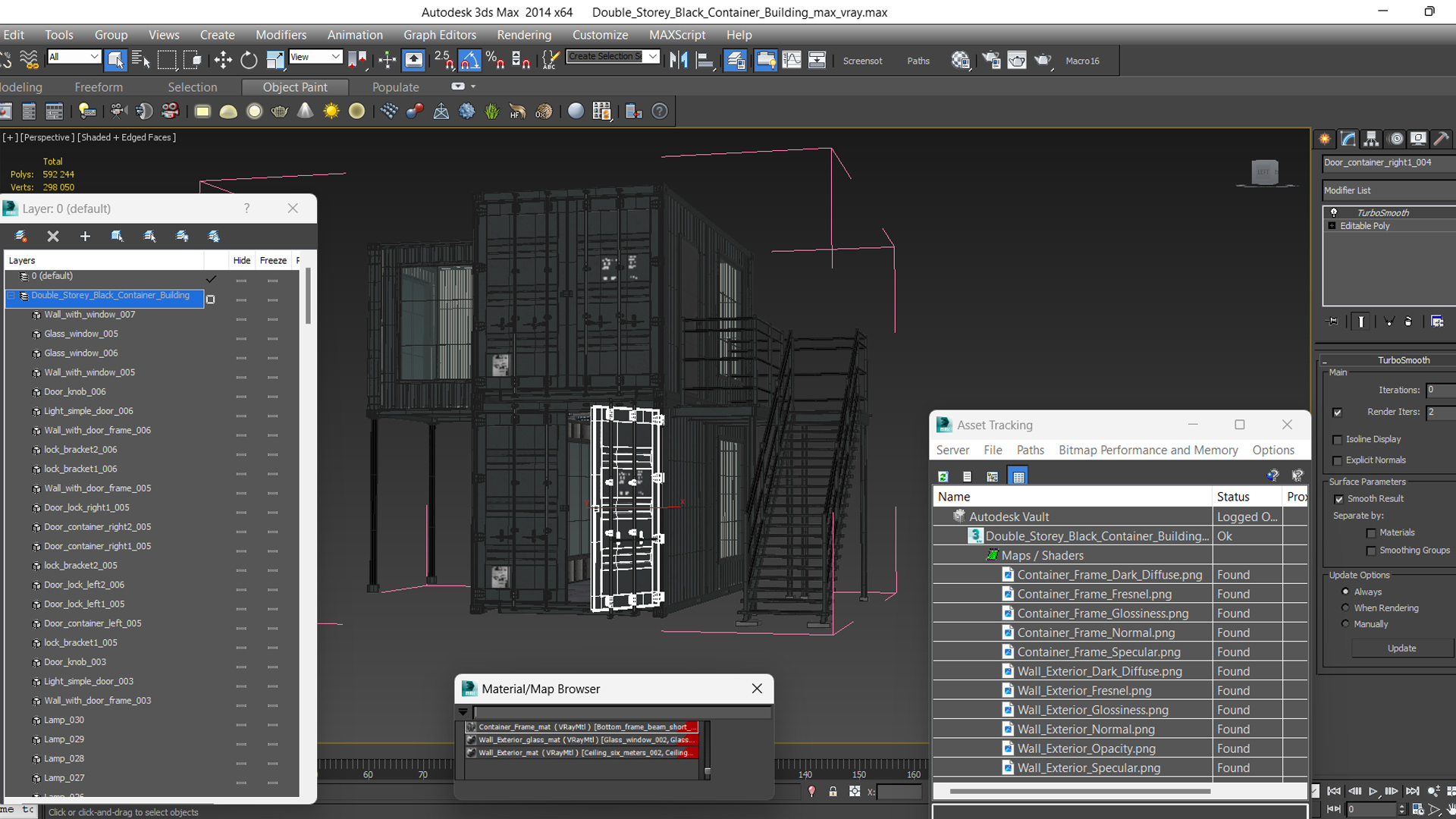 3D Double Storey Black Container Building model