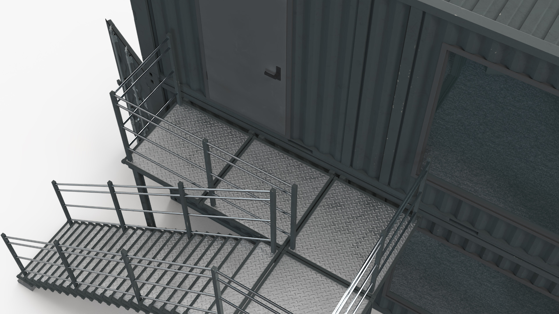 3D Double Storey Black Container Building model