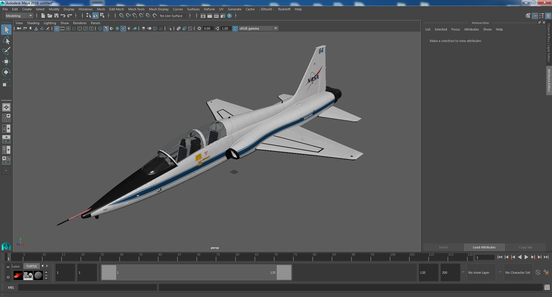 T-38 Talon NASA Trainer Jet White Simple Interior 3D model