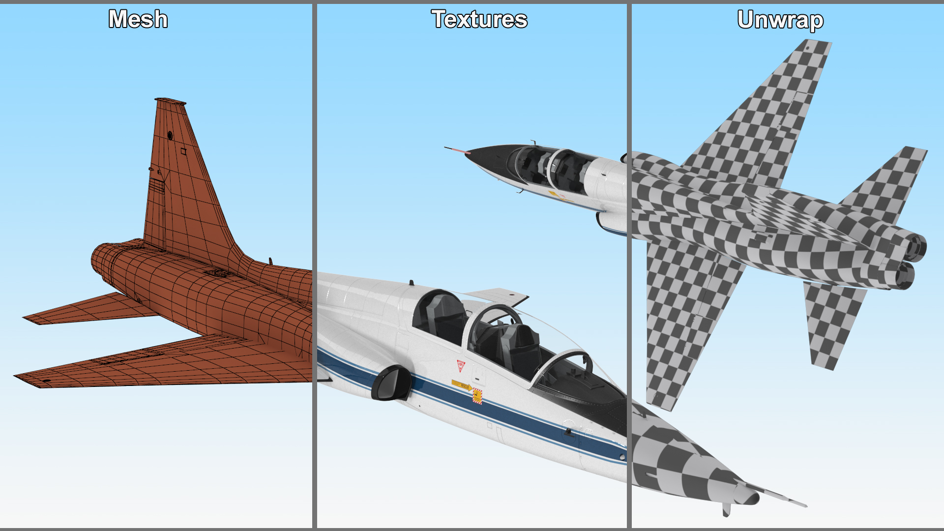 T-38 Talon NASA Trainer Jet White Simple Interior 3D model