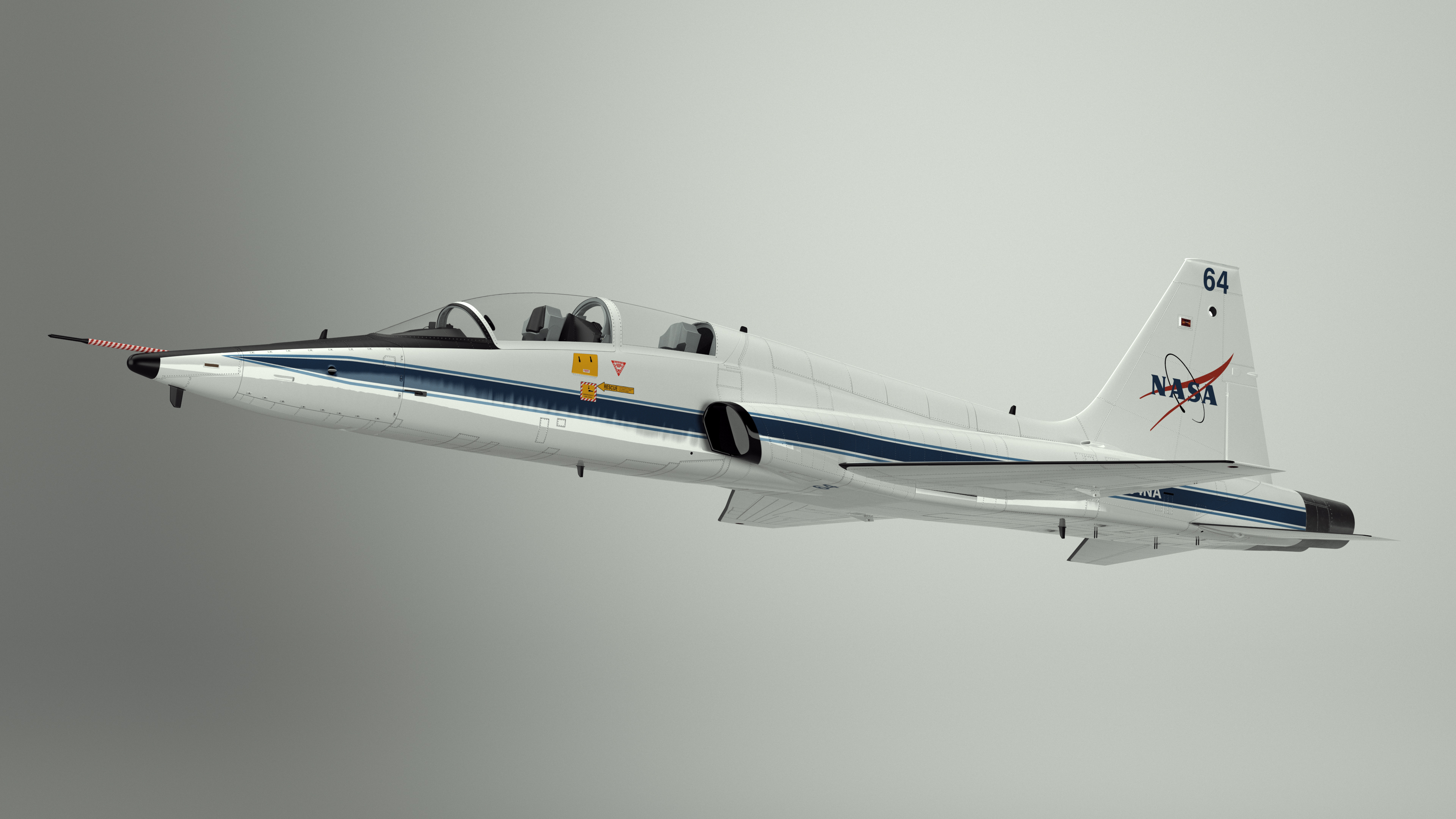 T-38 Talon NASA Trainer Jet White Simple Interior 3D model
