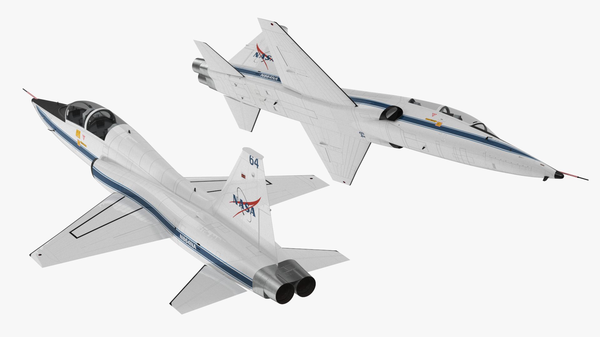 T-38 Talon NASA Trainer Jet White Simple Interior 3D model