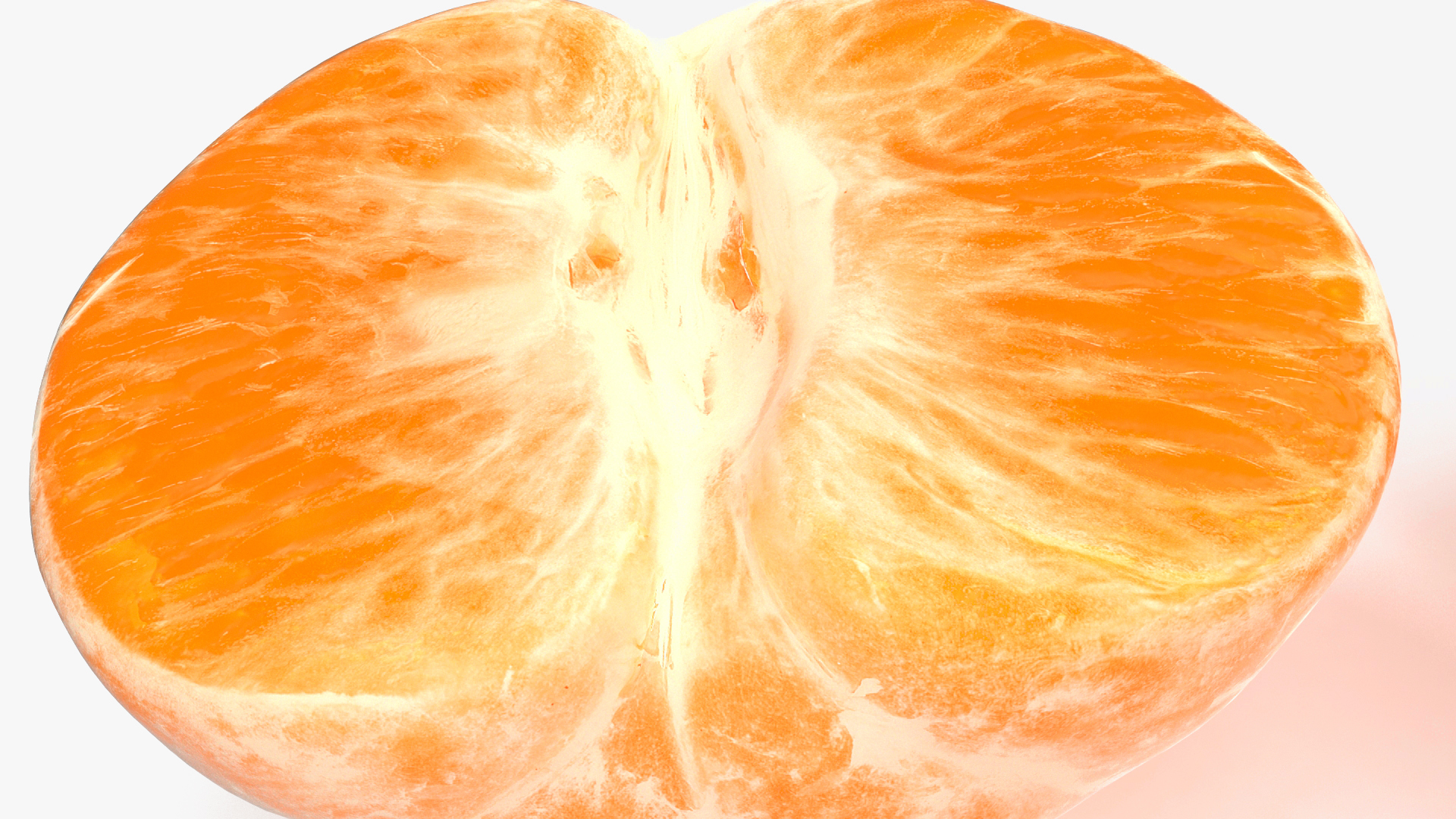3D Peeled Mandarin Fruit Split in Two Halves