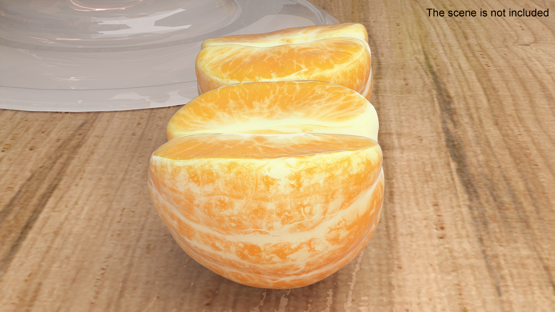 3D Peeled Mandarin Fruit Split in Two Halves