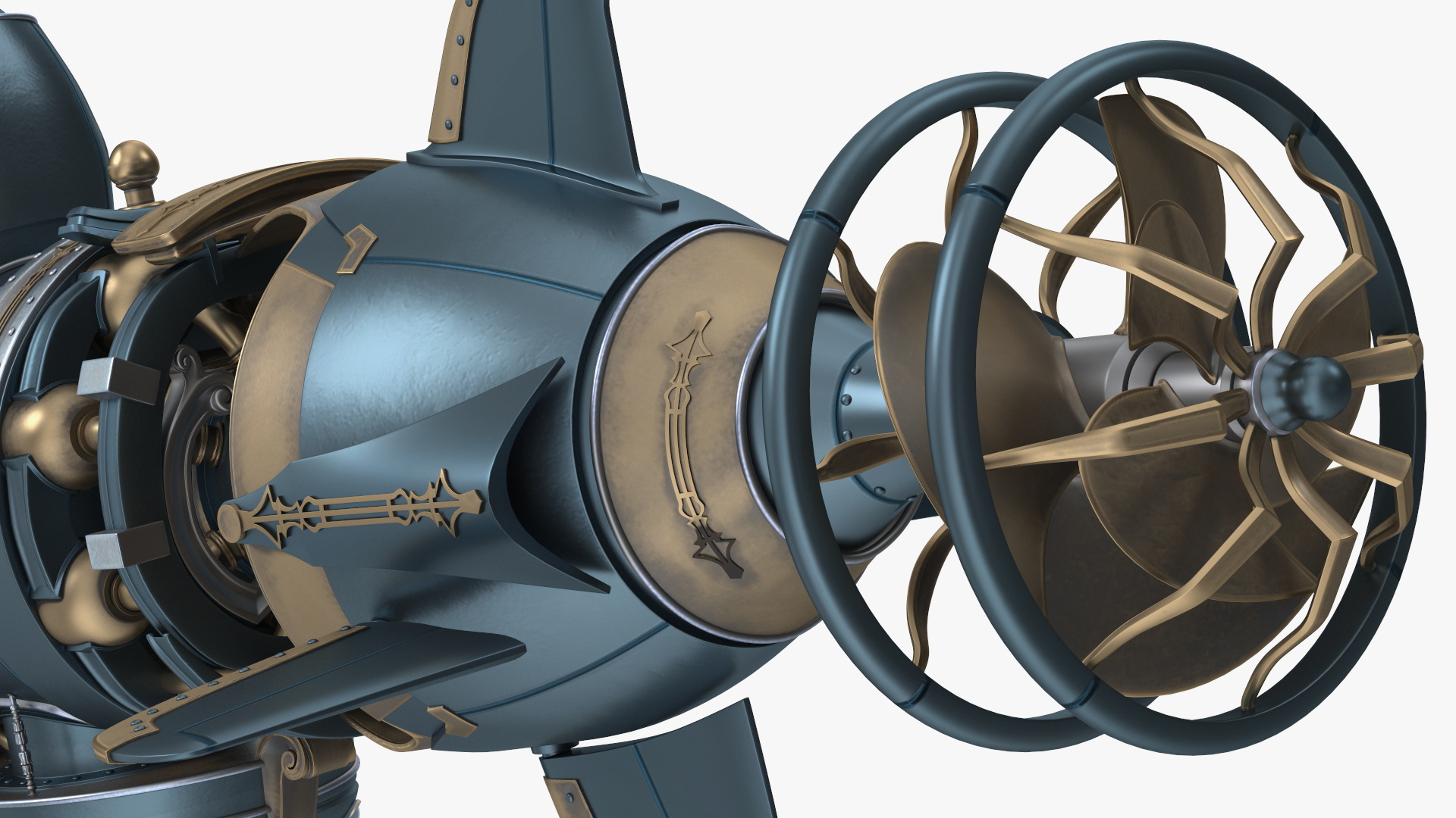 Steampunk Submarine Blue 3D model