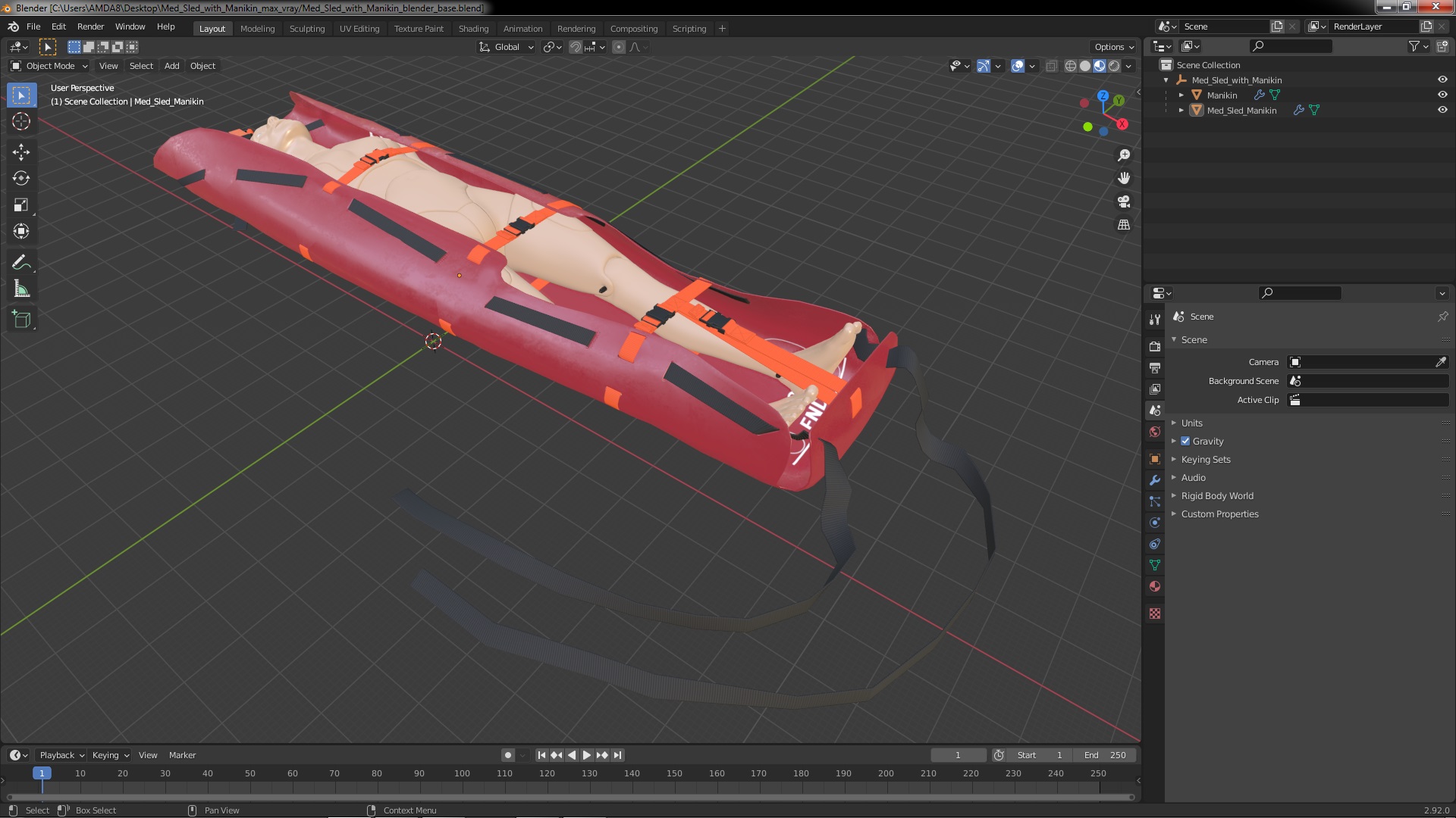 3D Med Sled with Manikin