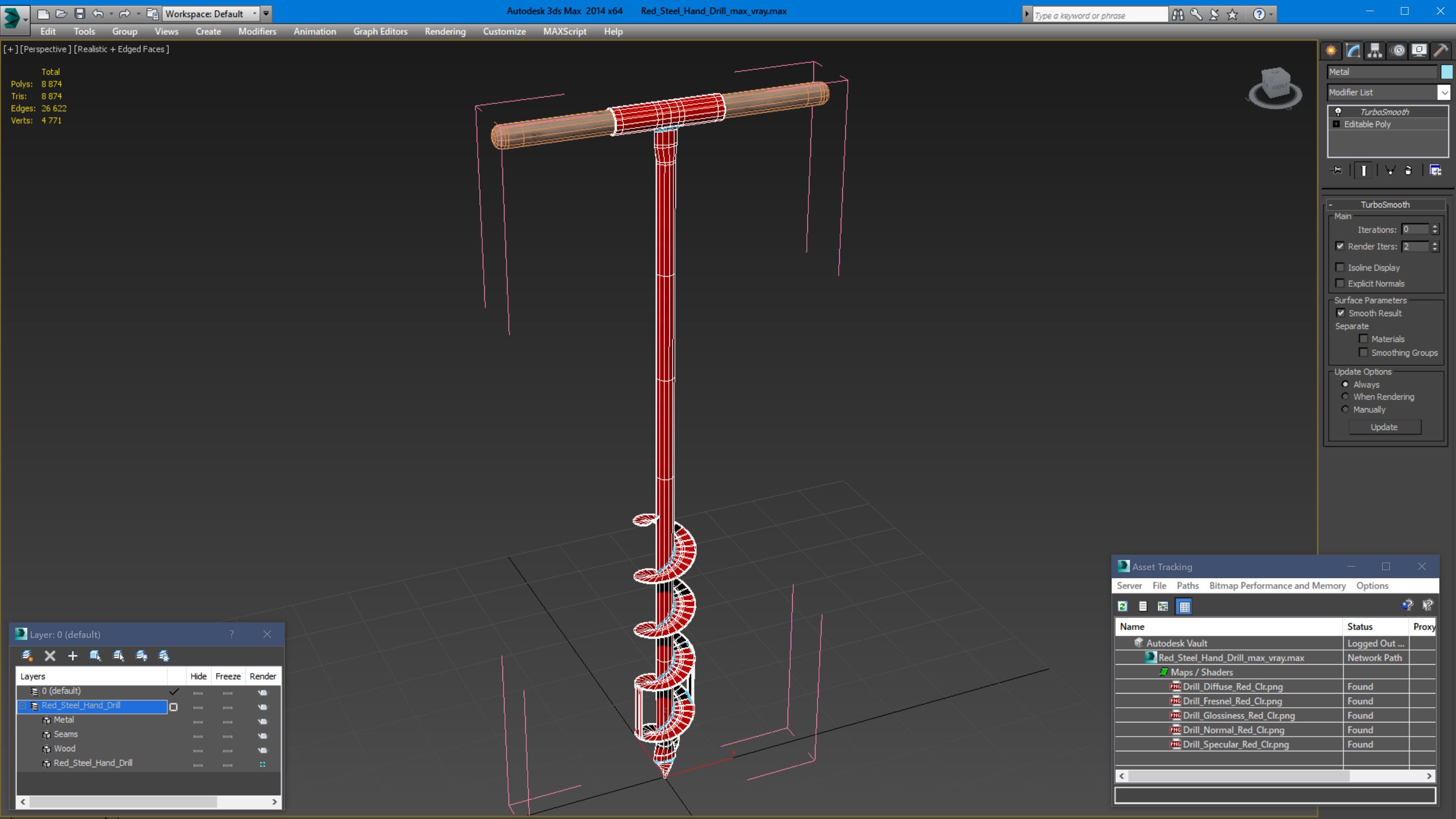 3D model Red Steel Hand Drill