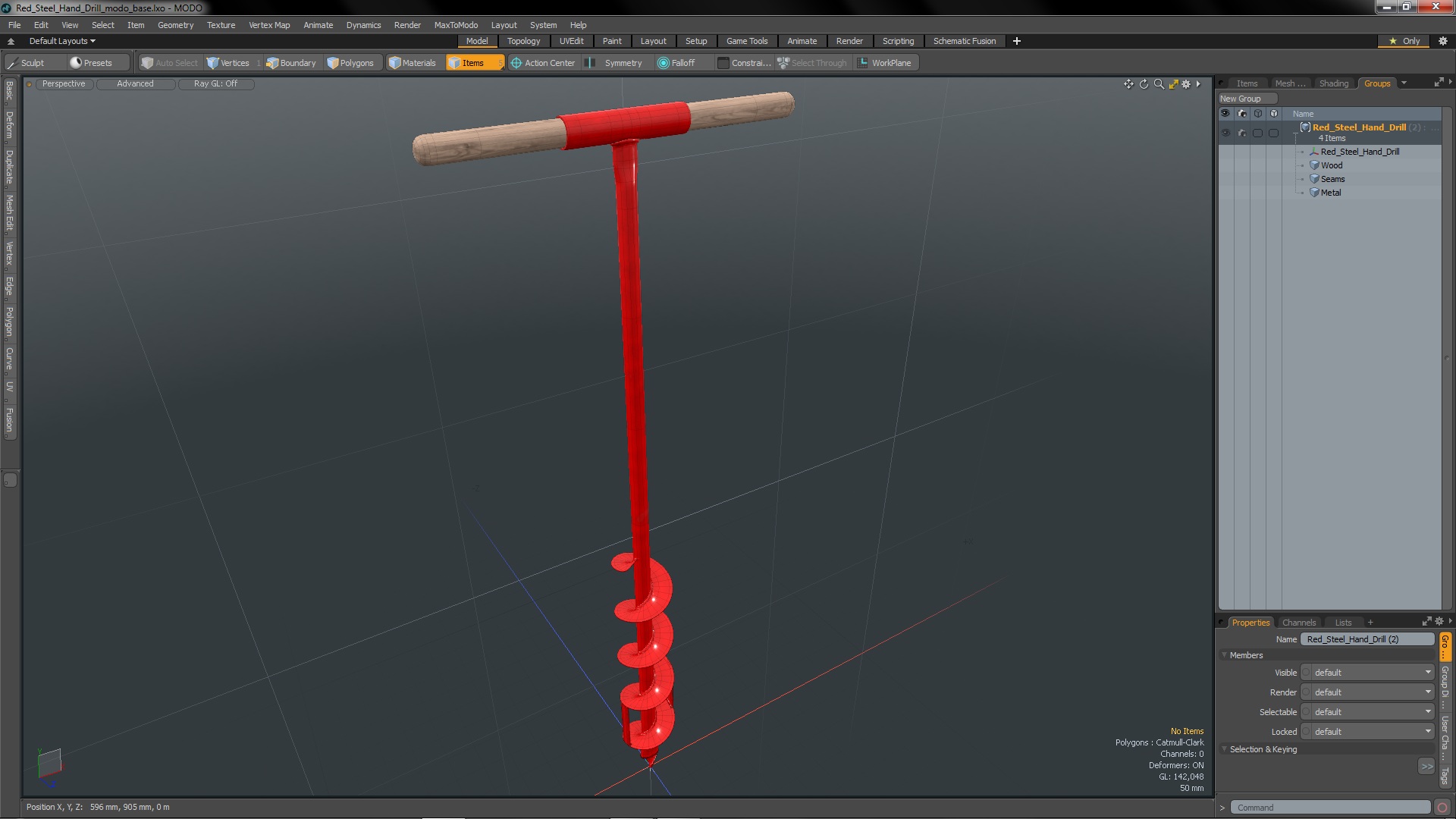 3D model Red Steel Hand Drill