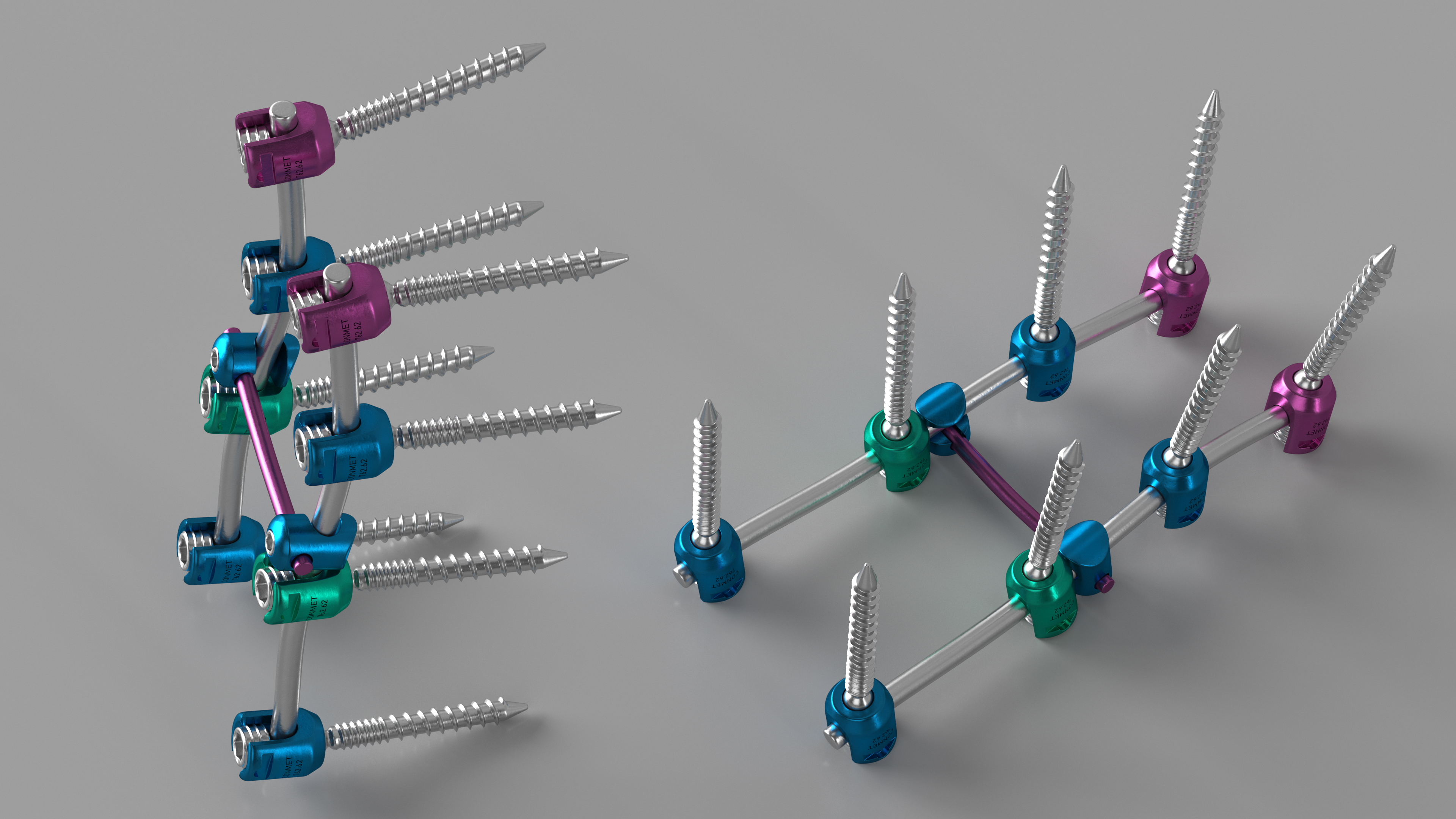 3D model Lumbar Cervical Spine Fixation System Colored