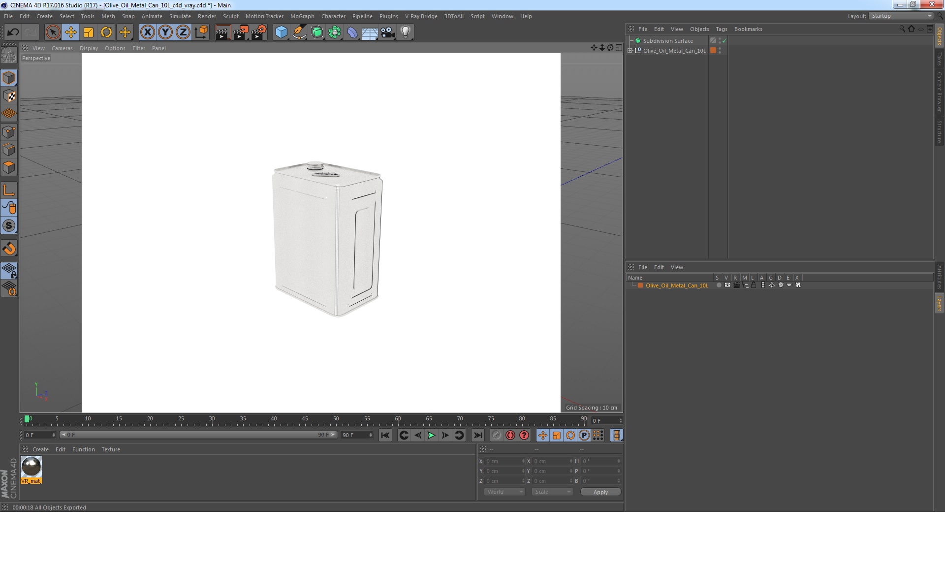 3D Olive Oil Metal Can 10L model