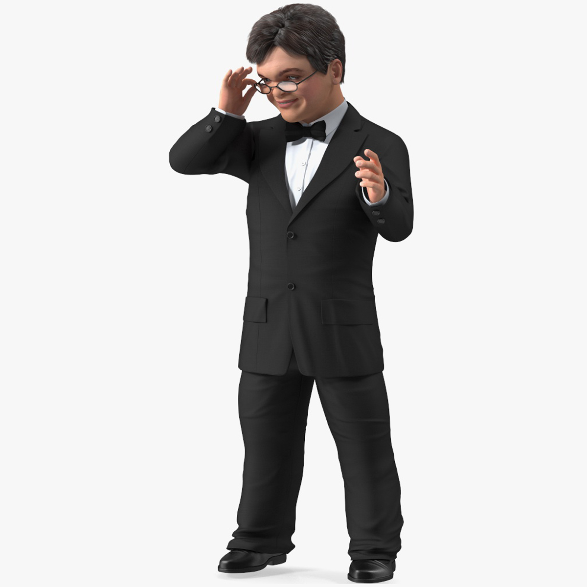 3D model Character Dwarf Man Wearing Formal Suit Rigged for Maya