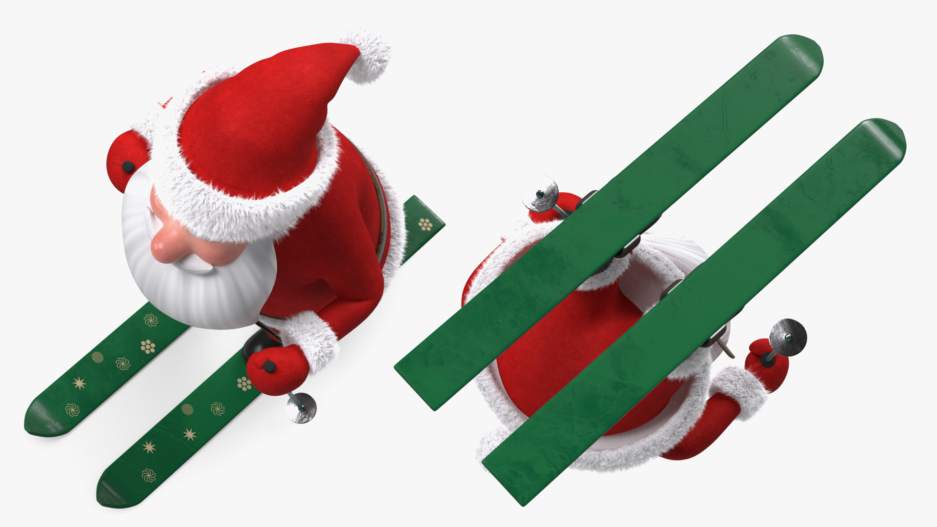 3D model Skiing Santa Claus Cartoon Character Fur