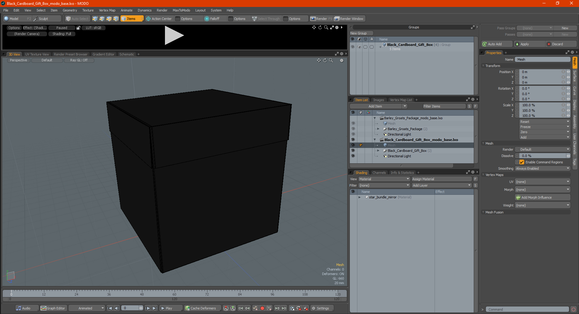 Black Cardboard Gift Box 3D model