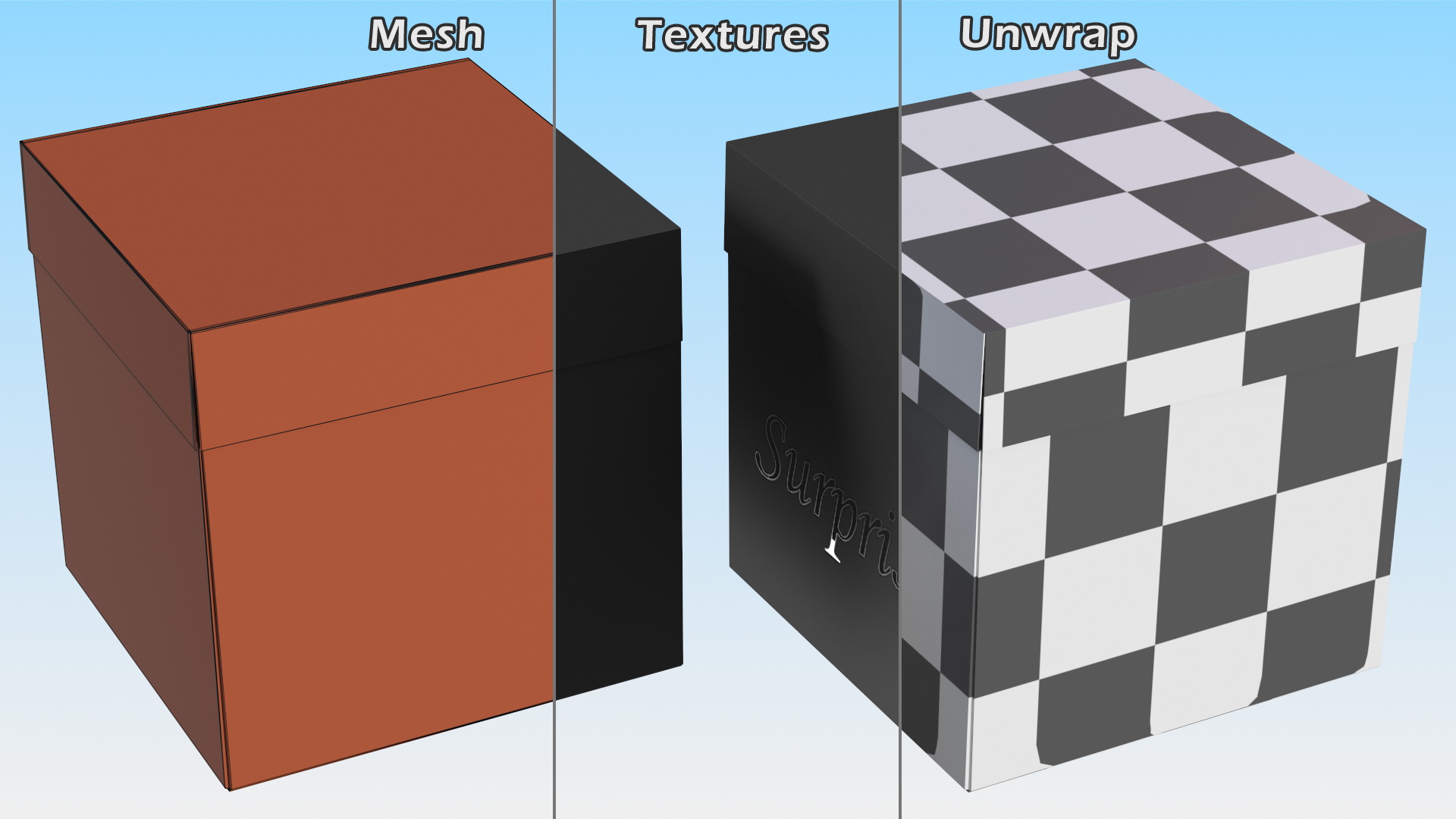 Black Cardboard Gift Box 3D model