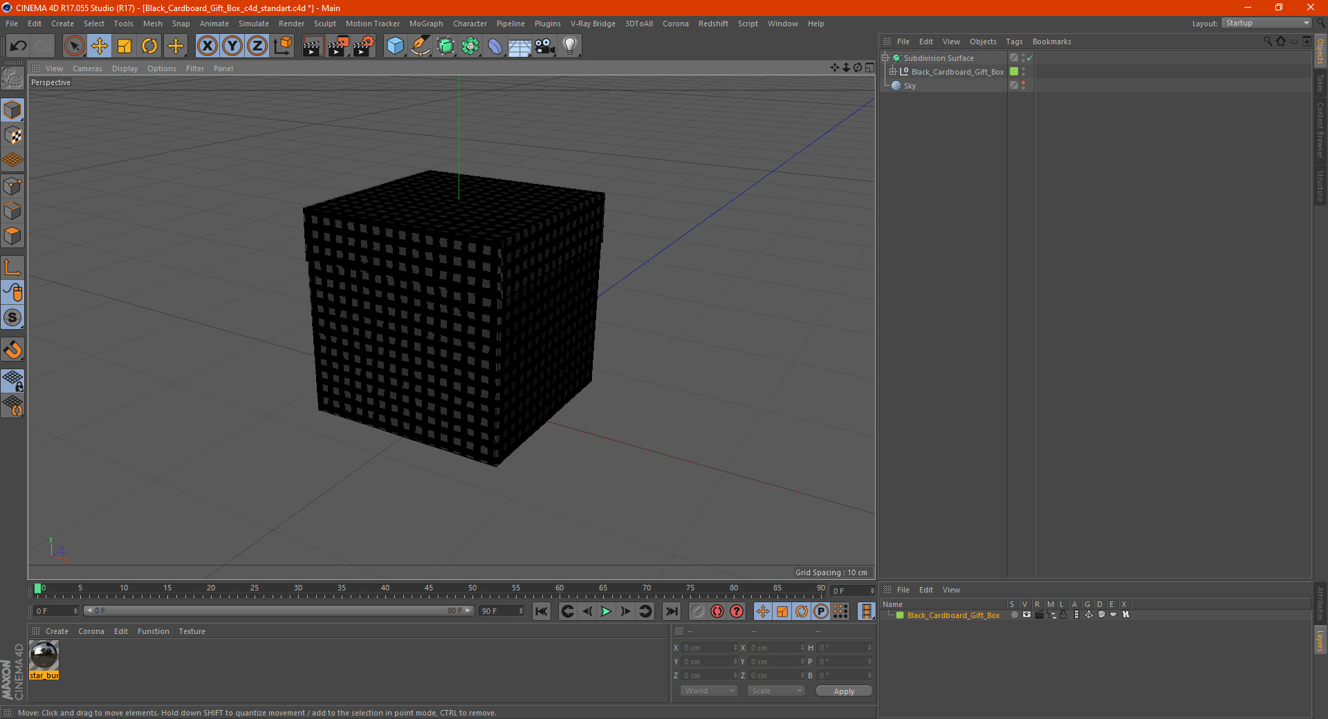 Black Cardboard Gift Box 3D model