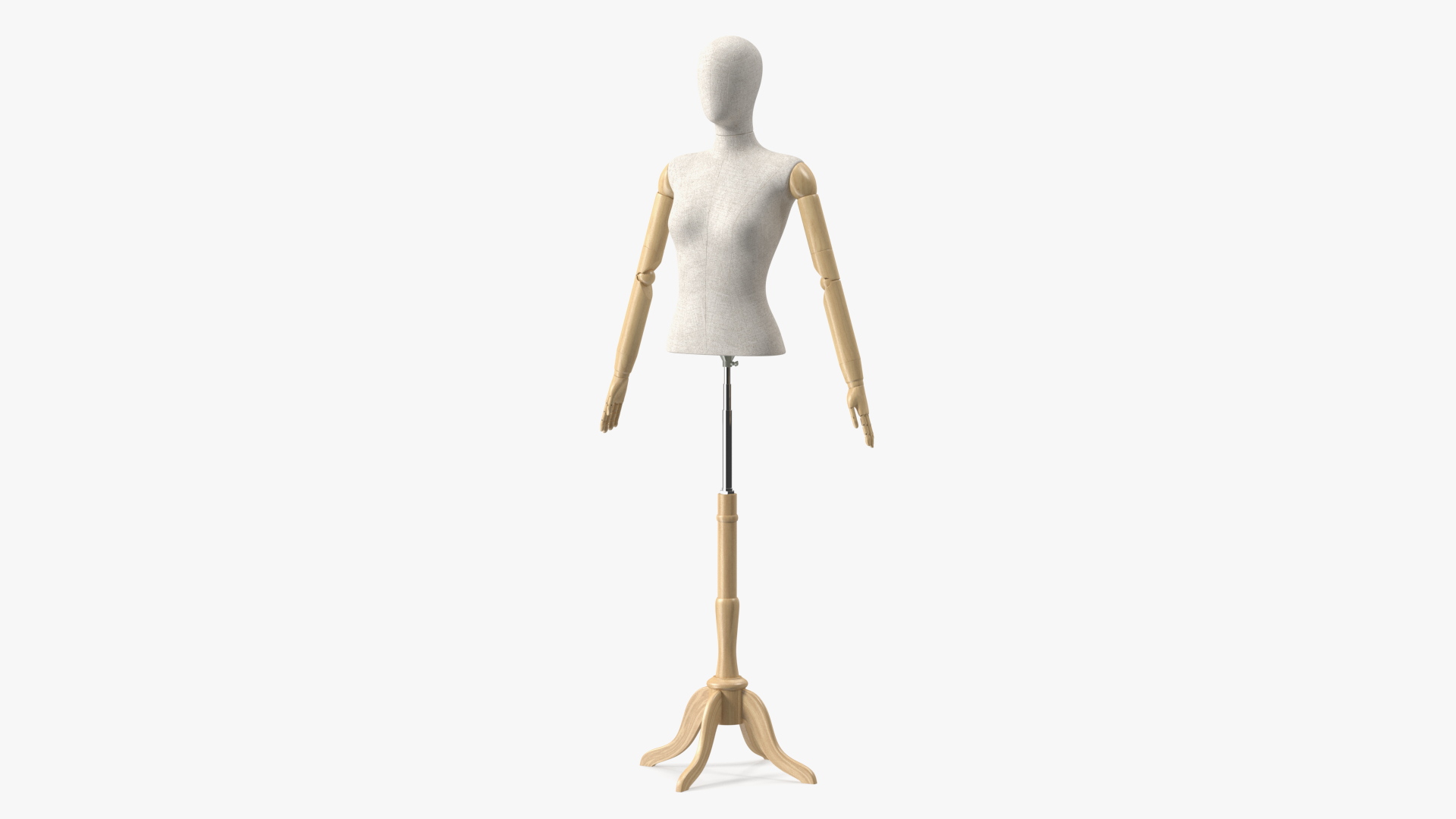 3D Female Flexible Half Body Mannequin Torso with Wooden Base model
