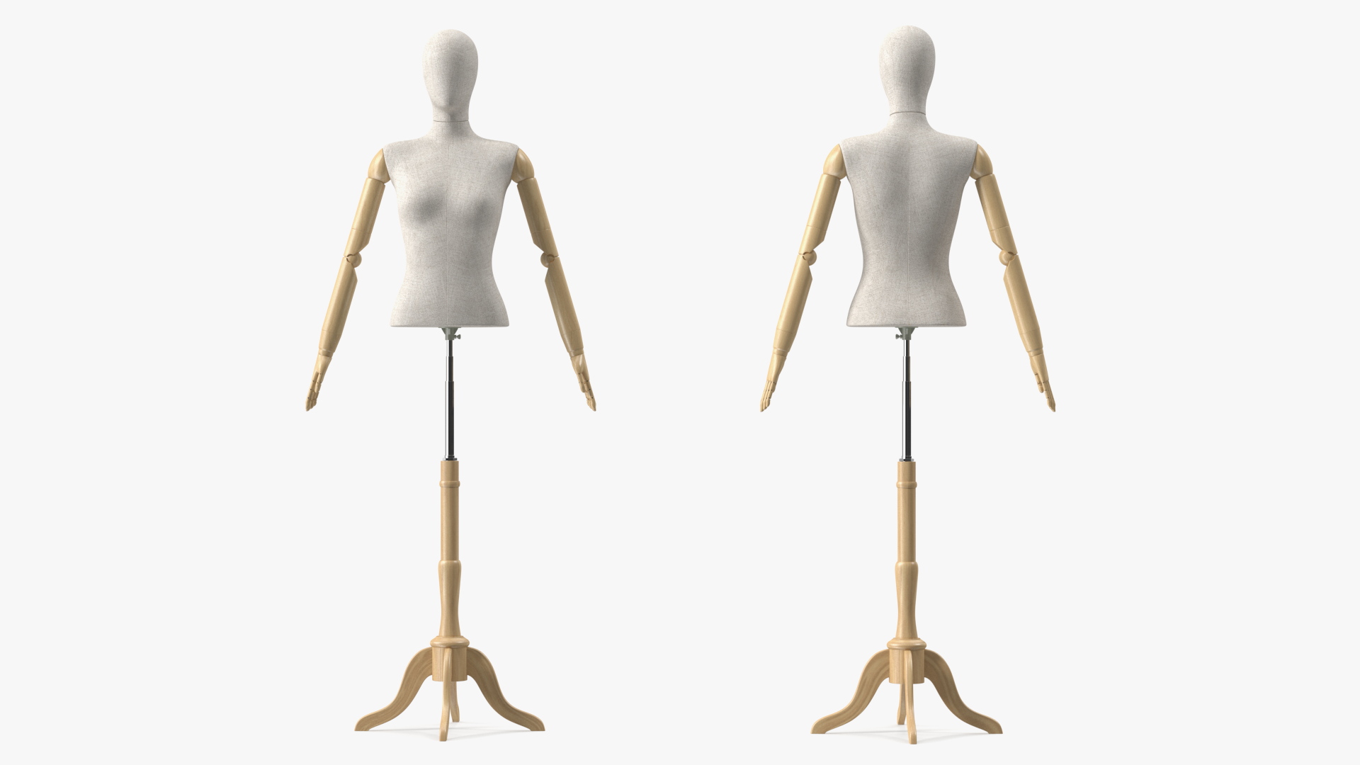 3D Female Flexible Half Body Mannequin Torso with Wooden Base model