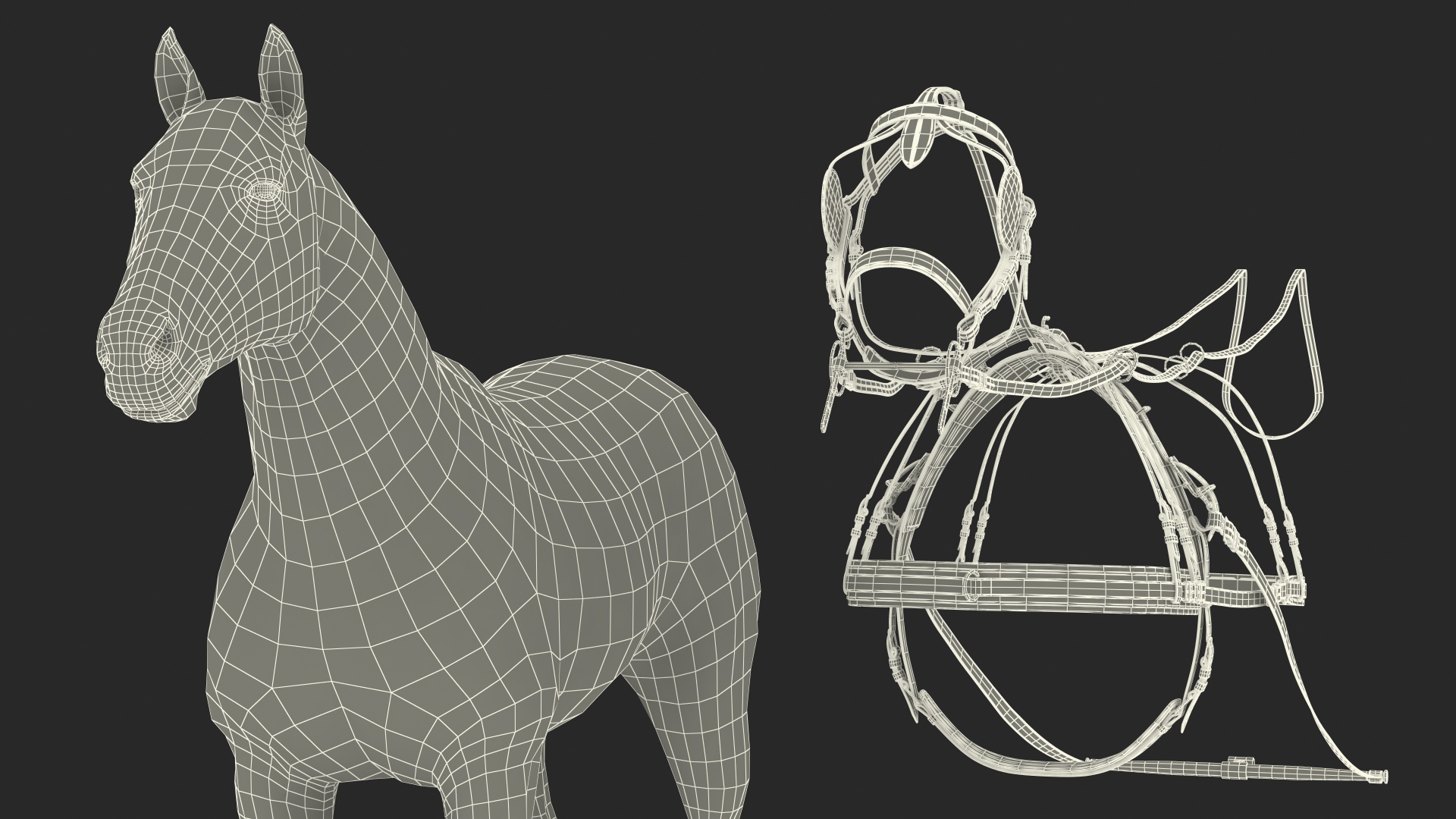 3D Horse Leather Single Driving Harness