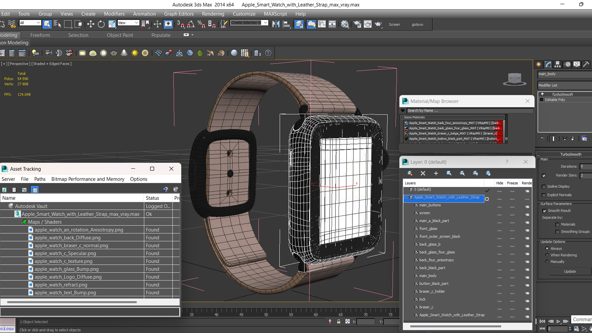 3D Apple Smart Watch with Leather Strap