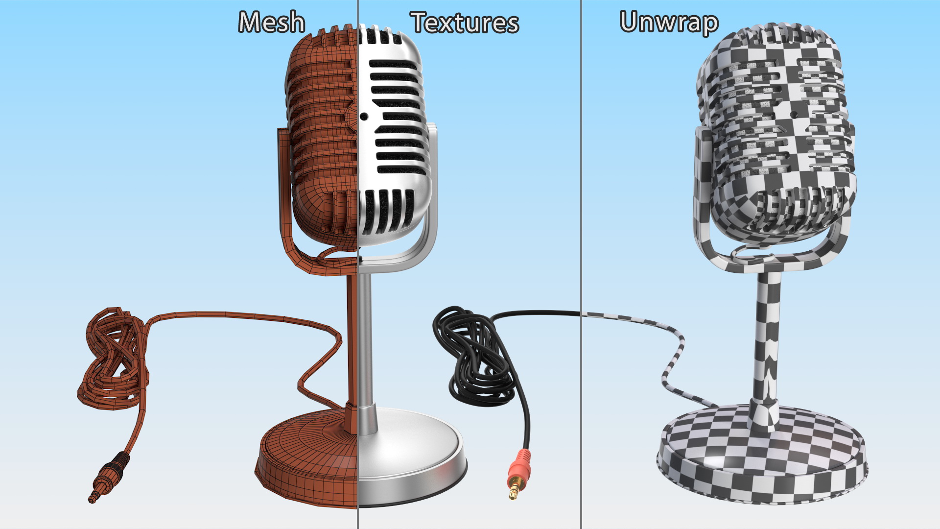 3D model Vintage Style Microphone with Stand