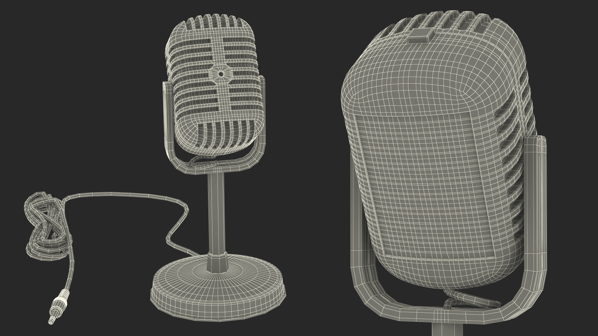 3D model Vintage Style Microphone with Stand