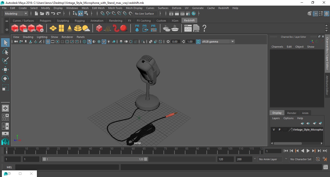 3D model Vintage Style Microphone with Stand