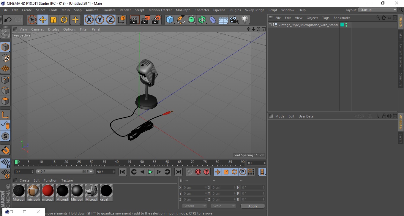 3D model Vintage Style Microphone with Stand