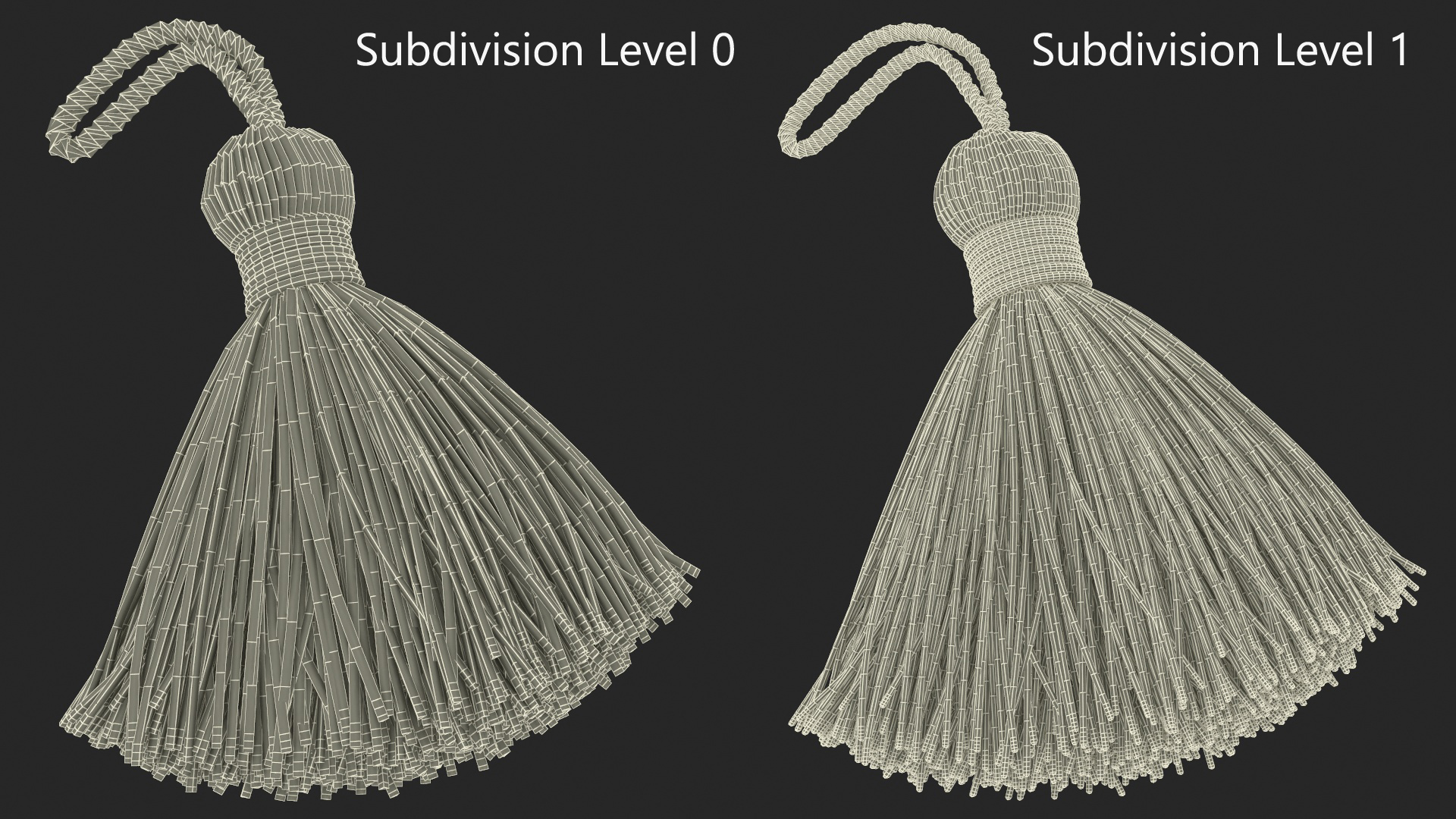 Woolen Yarn Multicolor Tassel 3D model