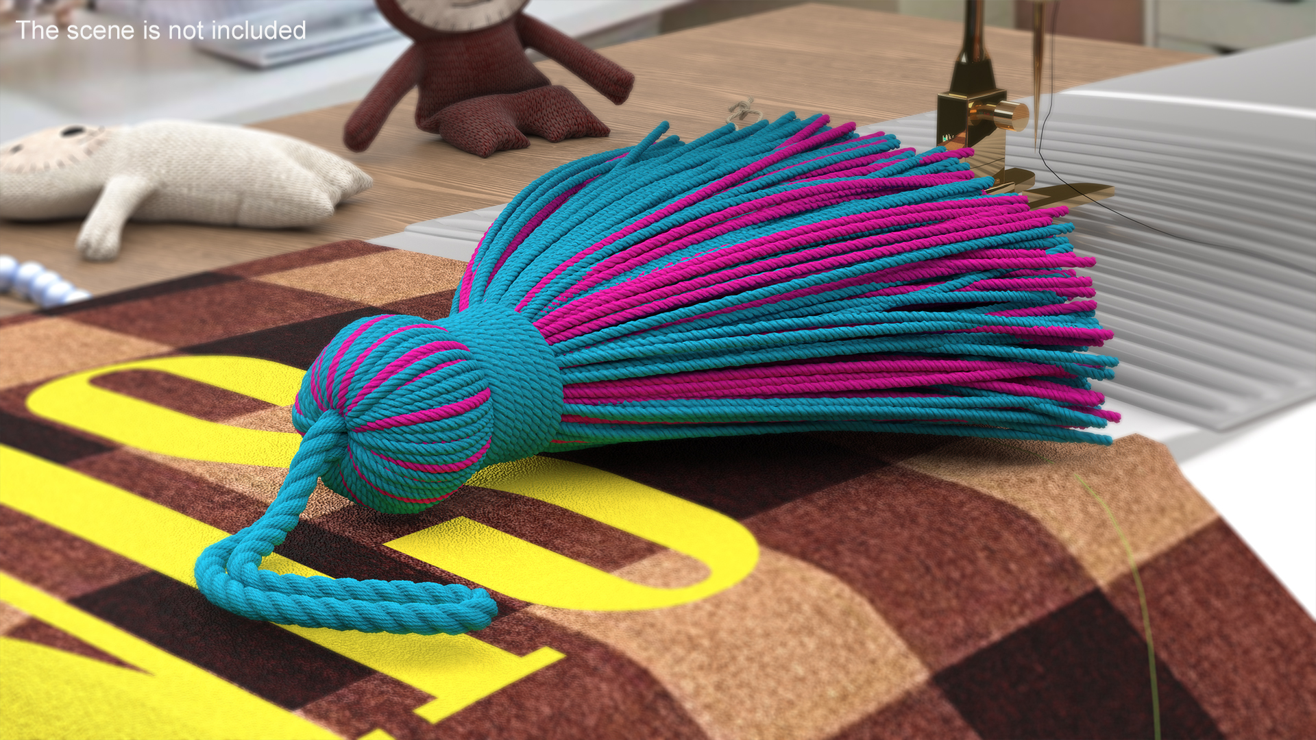 Woolen Yarn Multicolor Tassel 3D model