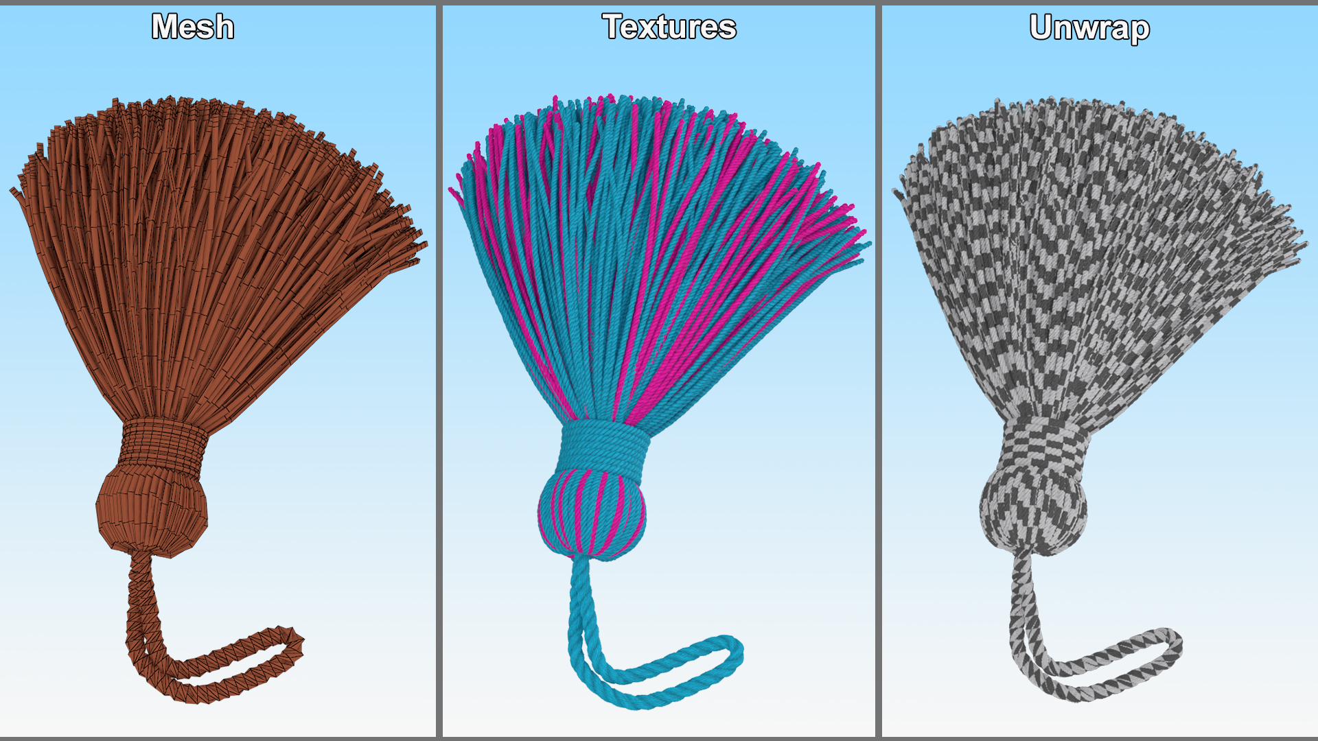 Woolen Yarn Multicolor Tassel 3D model