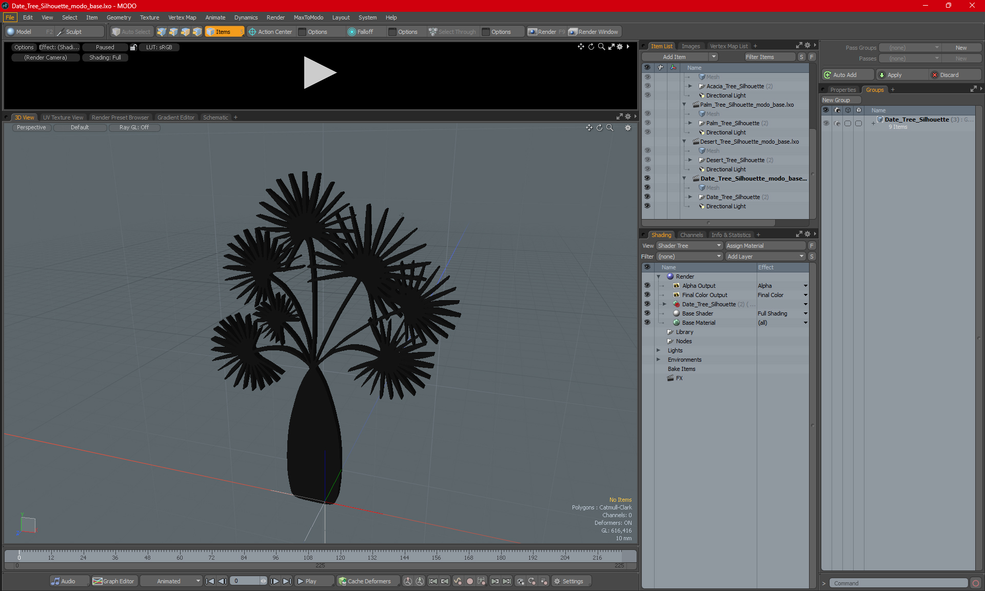 3D model Date Tree Silhouette