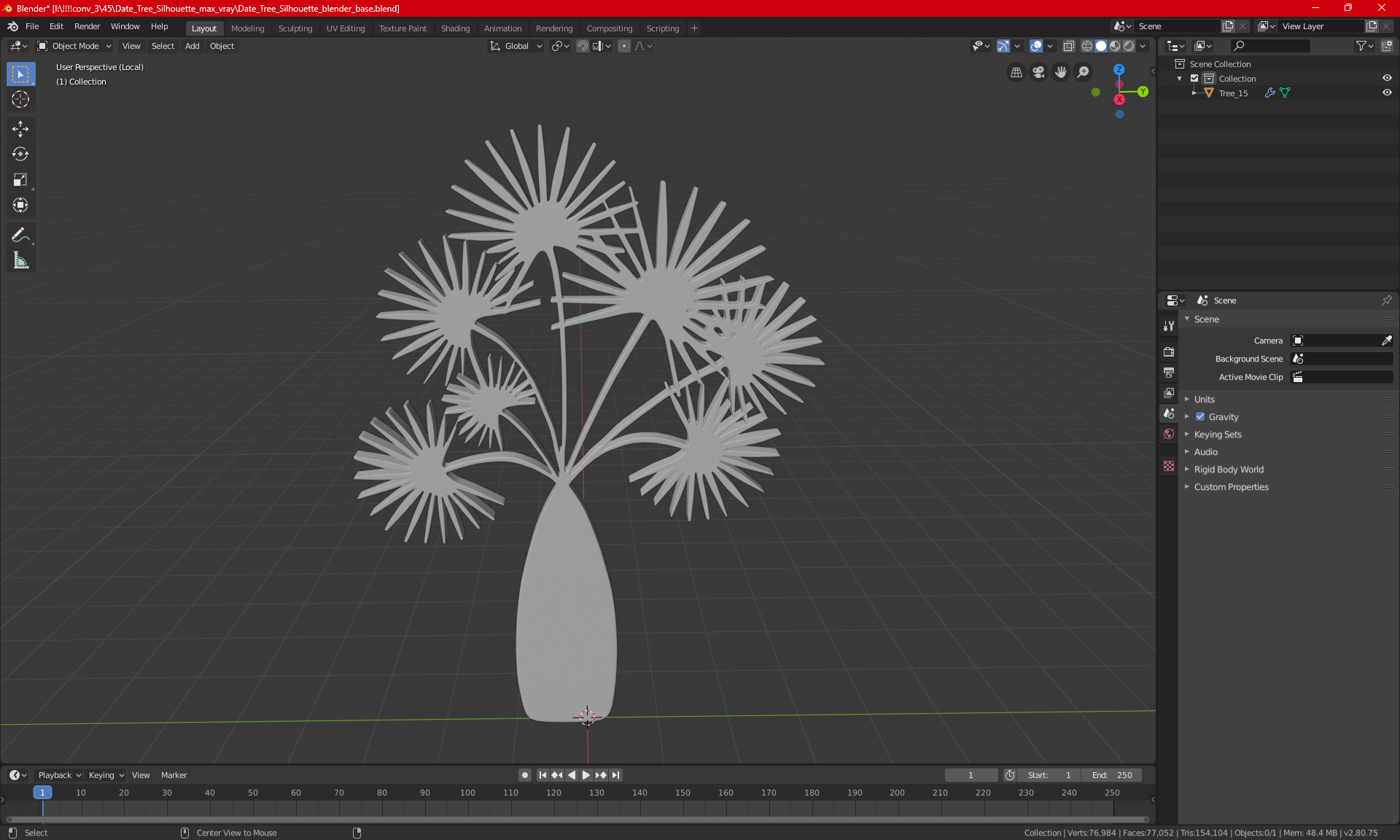 3D model Date Tree Silhouette