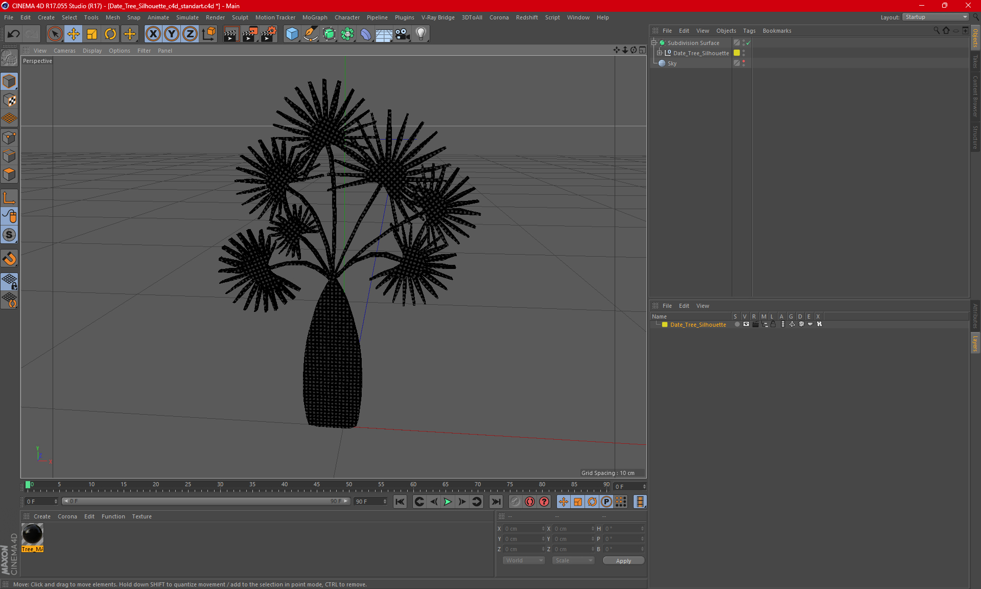 3D model Date Tree Silhouette