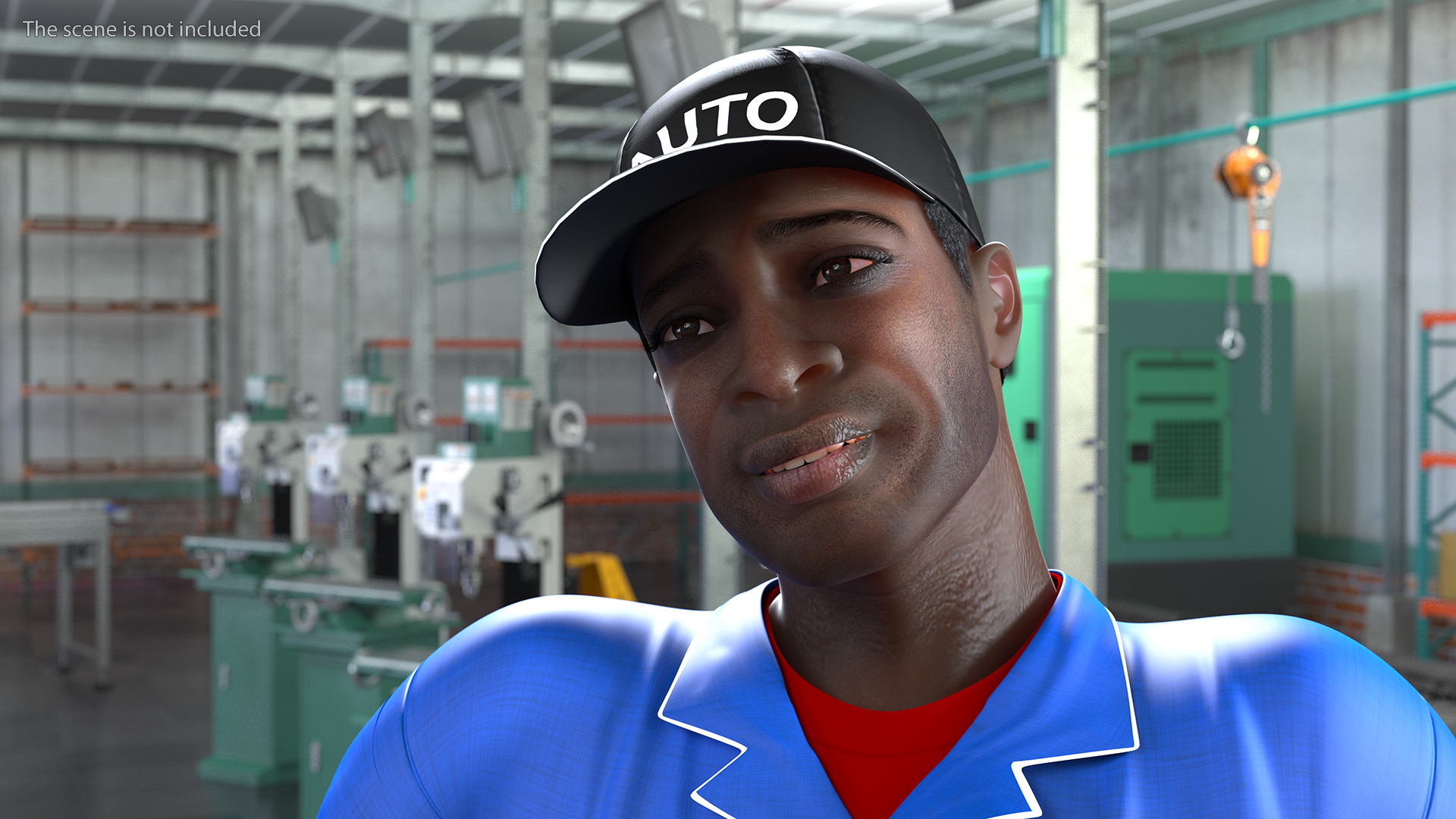 3D Dark Skin Black Auto Mechanic Rigged